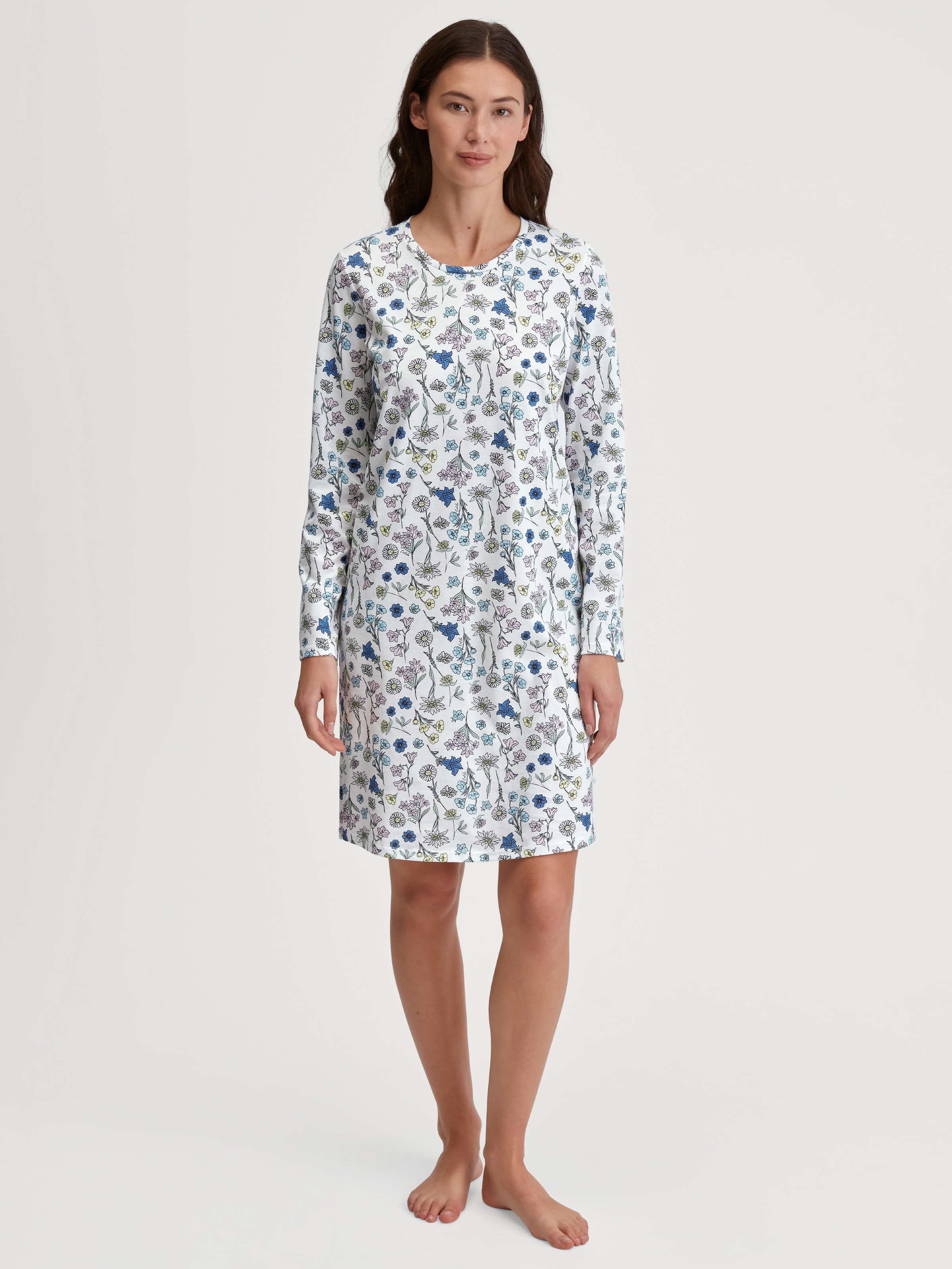 Image of CALIDA Nachthemd "Blooming Nights" Ohne Taschen Allover-Print, Pure Cotton, Langarm, atmungsaktiv, weich