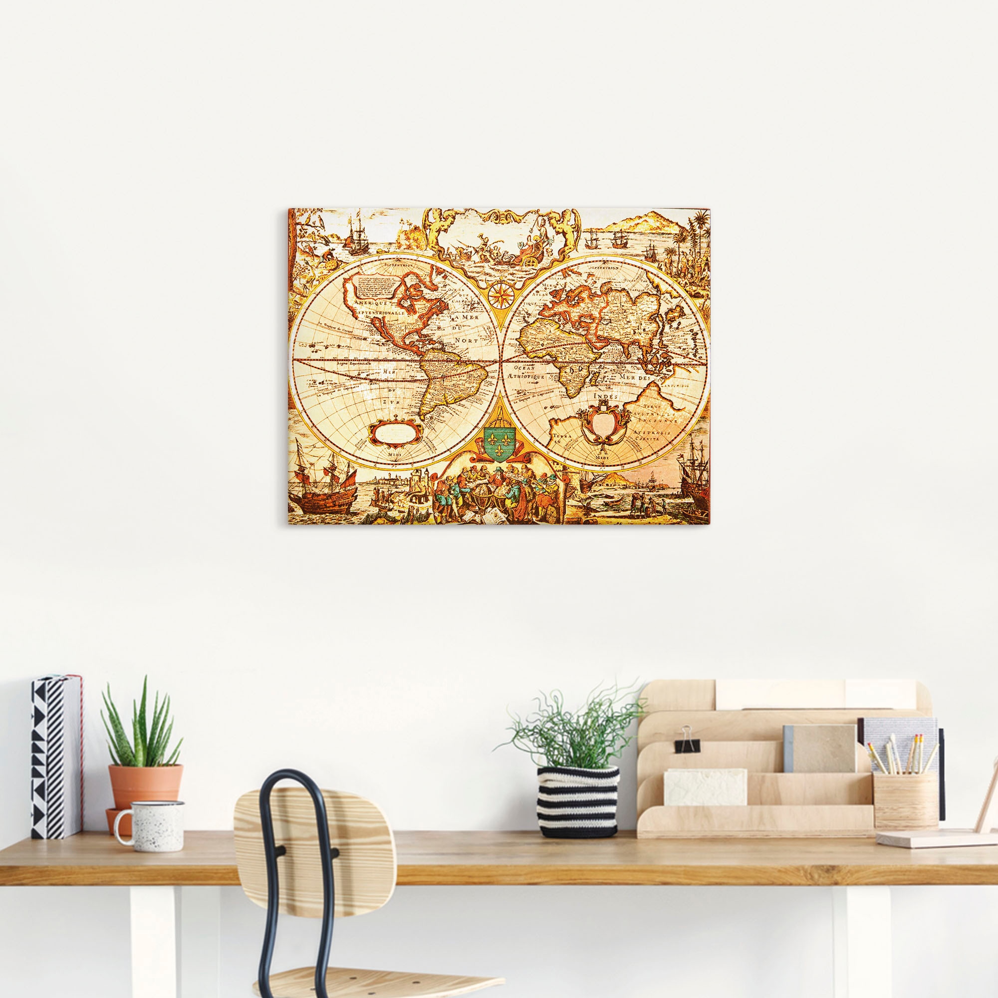 Artland Wandbild »Antike Weltkarte«, Landkarten, (1 St.), als Alubild, Outdoorbild, Leinwandbild, Poster, Wandaufkleber