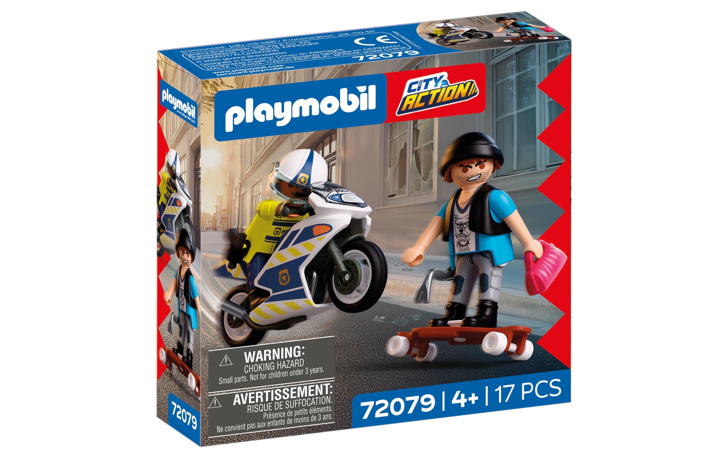 Playmobil® Jeu de construction »Verfolgungsjagd mit Motorrad (72079), City Action« Made in Europe