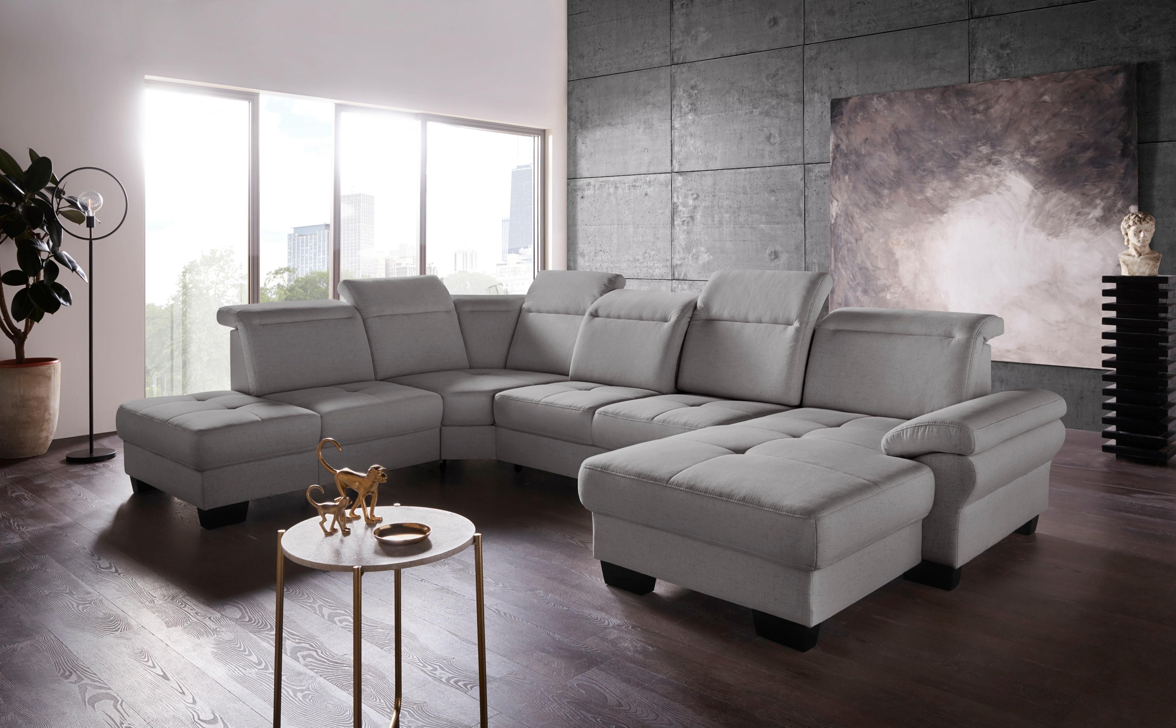 Places of Style Wohnlandschaft »Cornwall U-Form«, inkl. Sitztiefenverstellung, wahlweise mit Bettfunktion