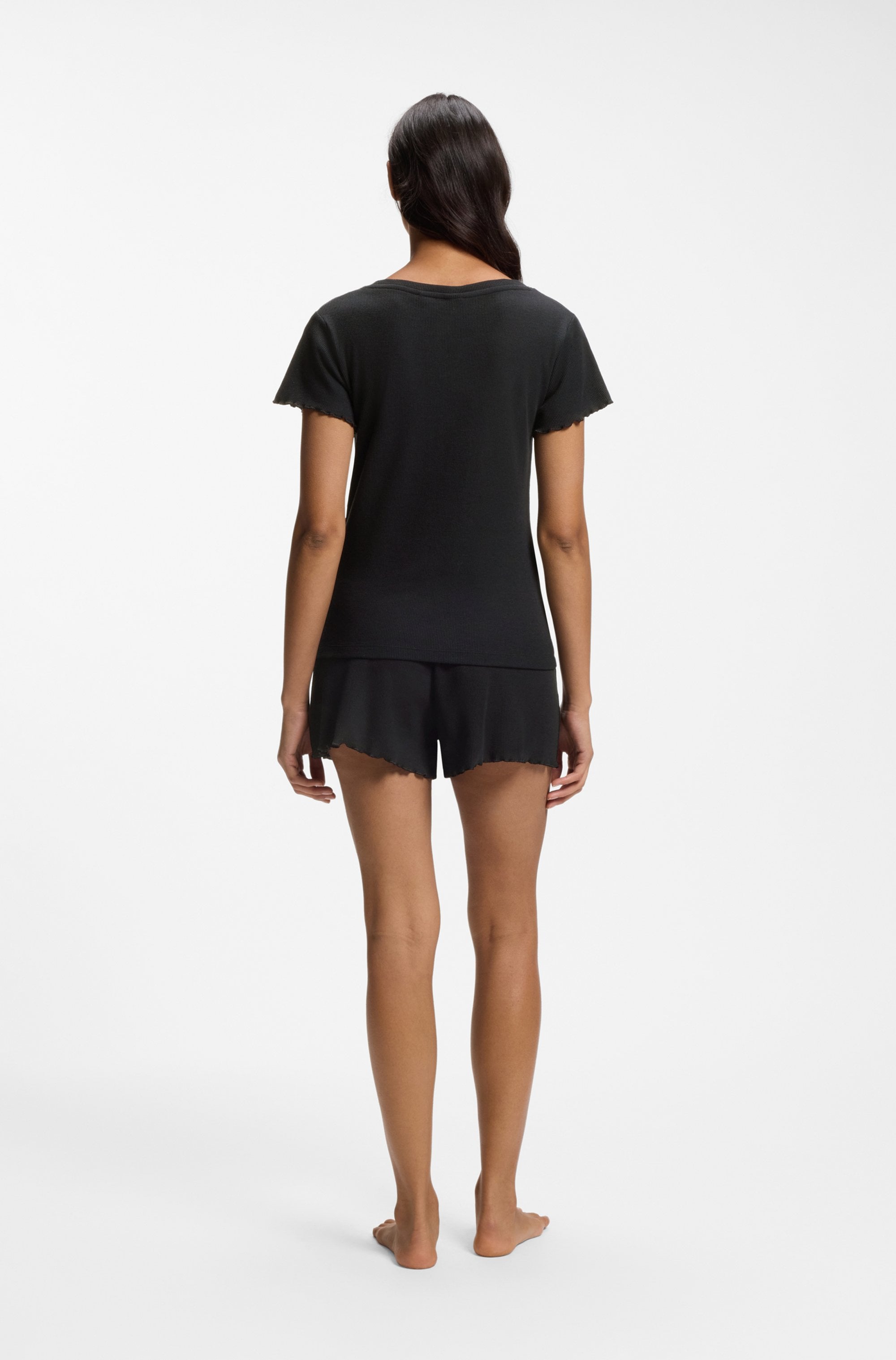 BOSS Haut de pyjama »Cosy Waffle_T-Shirt« en mélange de coton avec structure gaufrée
