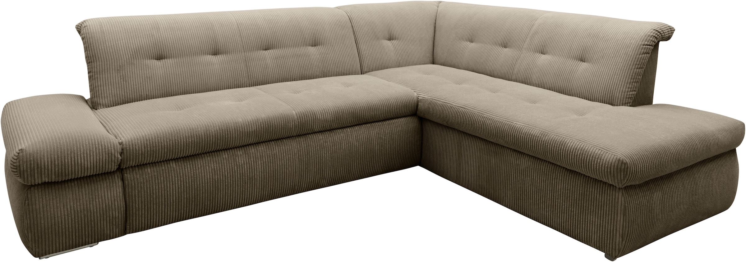 DOMO collection Ecksofa »Moric L-Form«, wahlweise mit Bettfunktion und Armlehnenverstellung, auch in Cord