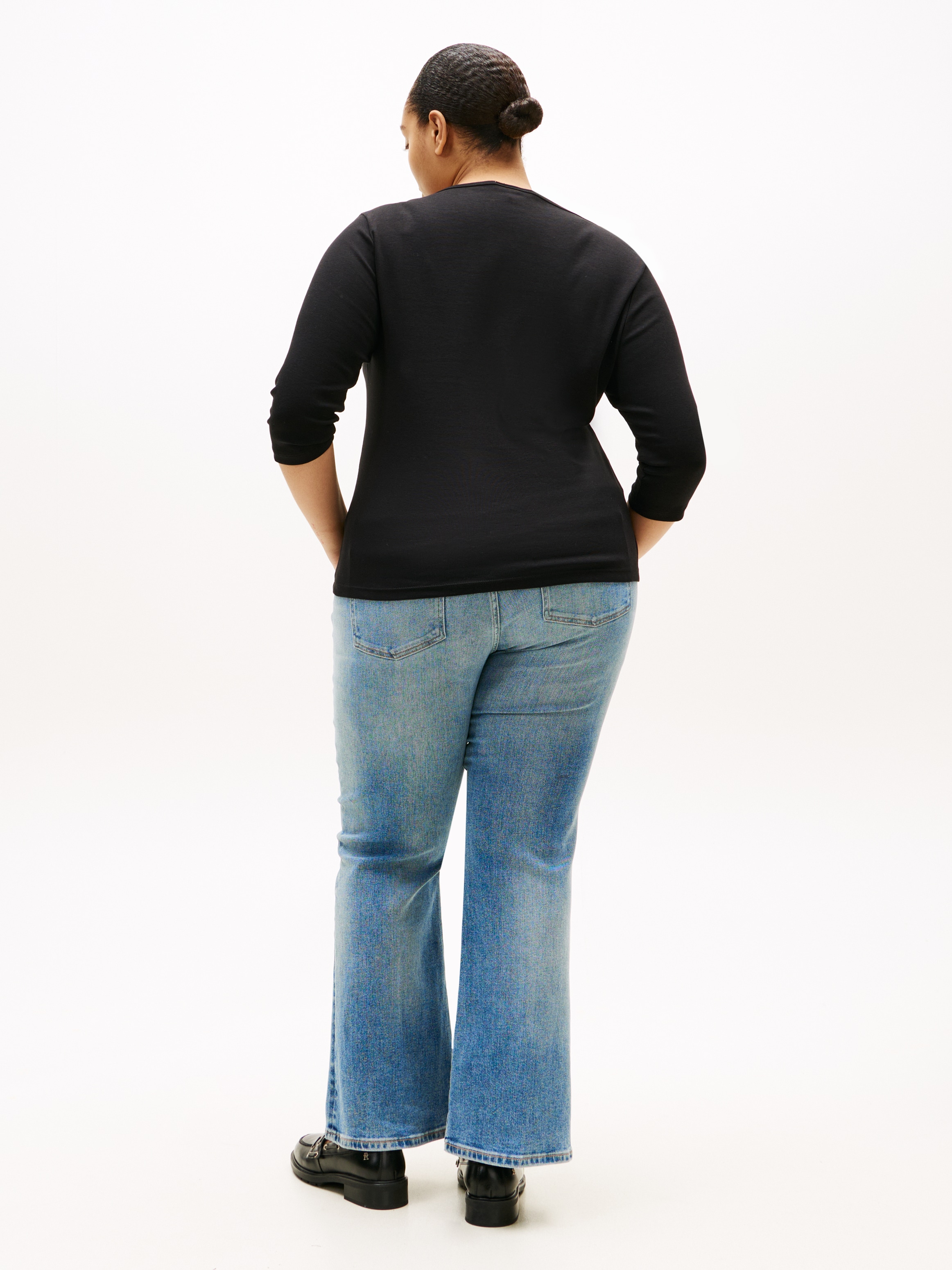 Tommy Hilfiger Curve T-shirt »CRV SLIM CODY BOAT-NK 3/4SLV« in Grossen Grössen, 3/4 Ärmel, Logostickerei