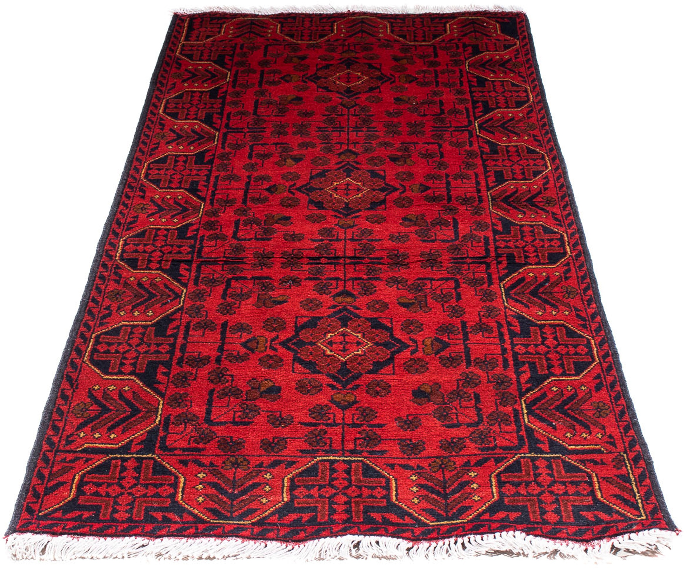 Image of morgenland Orientteppich »Afghan - Kunduz - 189 x 75 cm - dunkelrot«, rechteckig, 7 mm Höhe, Wohnzimmer, Handgeknüpft, Einzelstück mit Zertifikat bei Ackermann Versand Schweiz