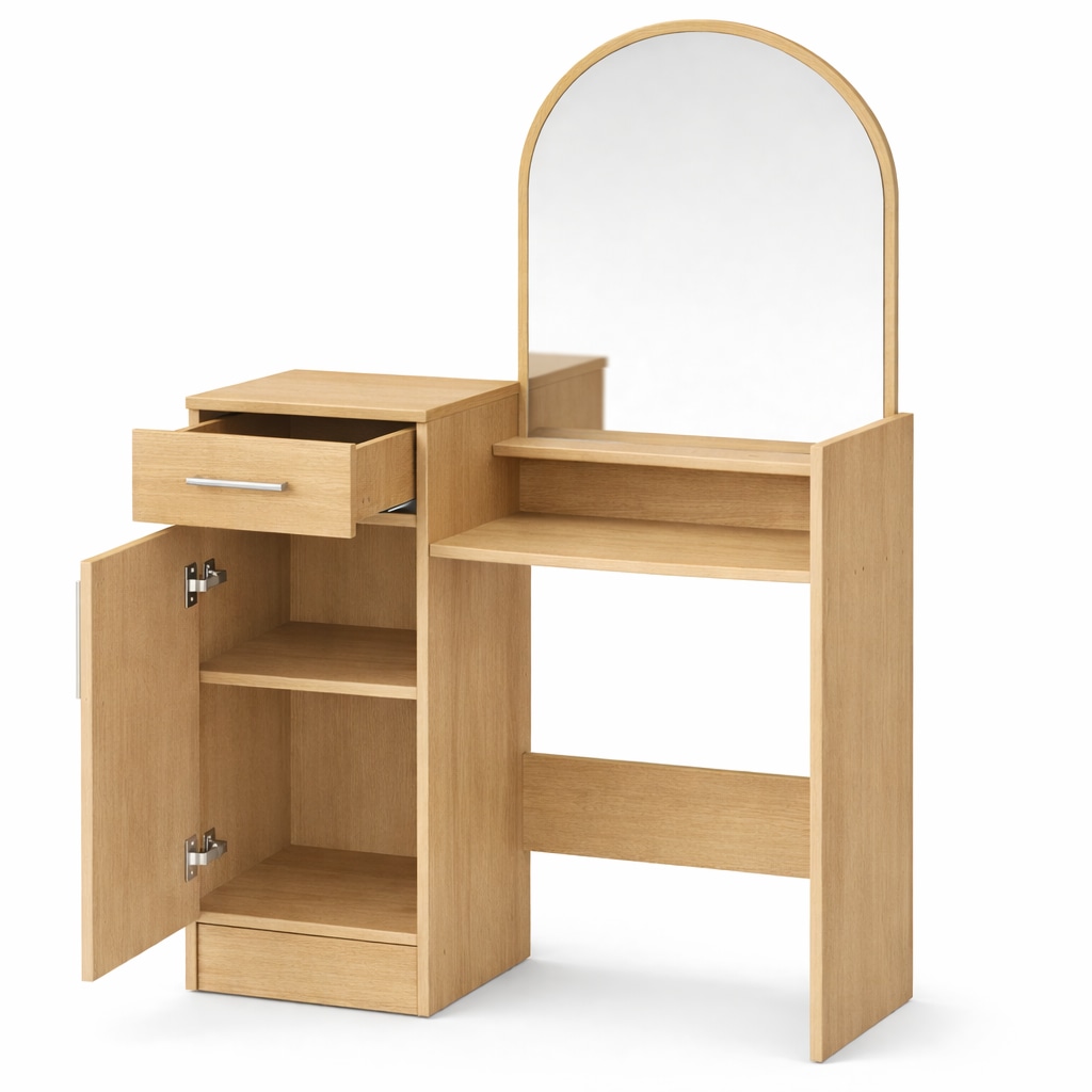 GOODproduct Coiffeuse »Trympo 1, Kosmetiktisch, Frisiertisch, Schminkkommode, Toilettentisch« Coiffeuse avec miroir et rangement (1 tiroir, 1 porte)