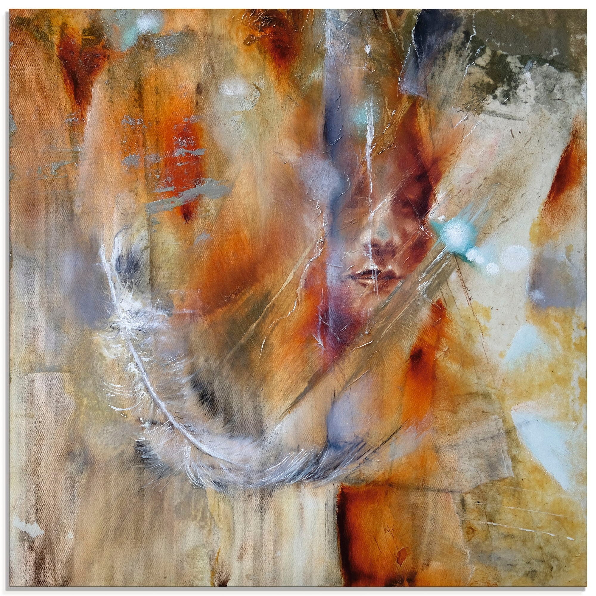 Image of Artland Glasbild »Cora mit Feder«, Frau, (1 St.) bei Ackermann Versand Schweiz