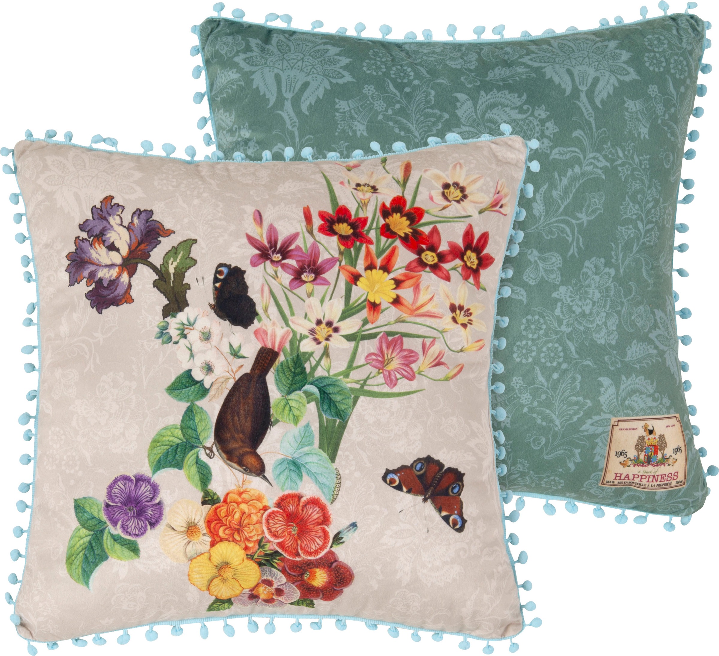 Image of Happiness Dekokissen »Rocky«, (1 St., 1 48x48 cm Dekokissen - Mit pompons), mit Pompons bei Ackermann Versand Schweiz