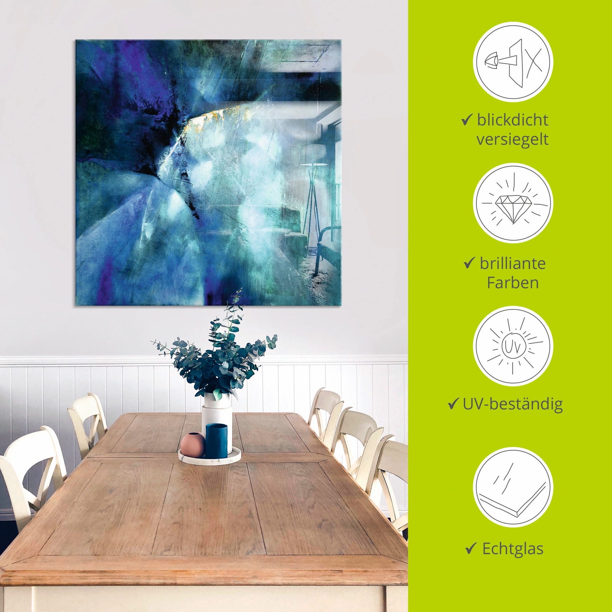 Artland Glasbild »Komposition in blau« Gegenstandslos 1 Stk. tlg. in verschiedenen Grössen