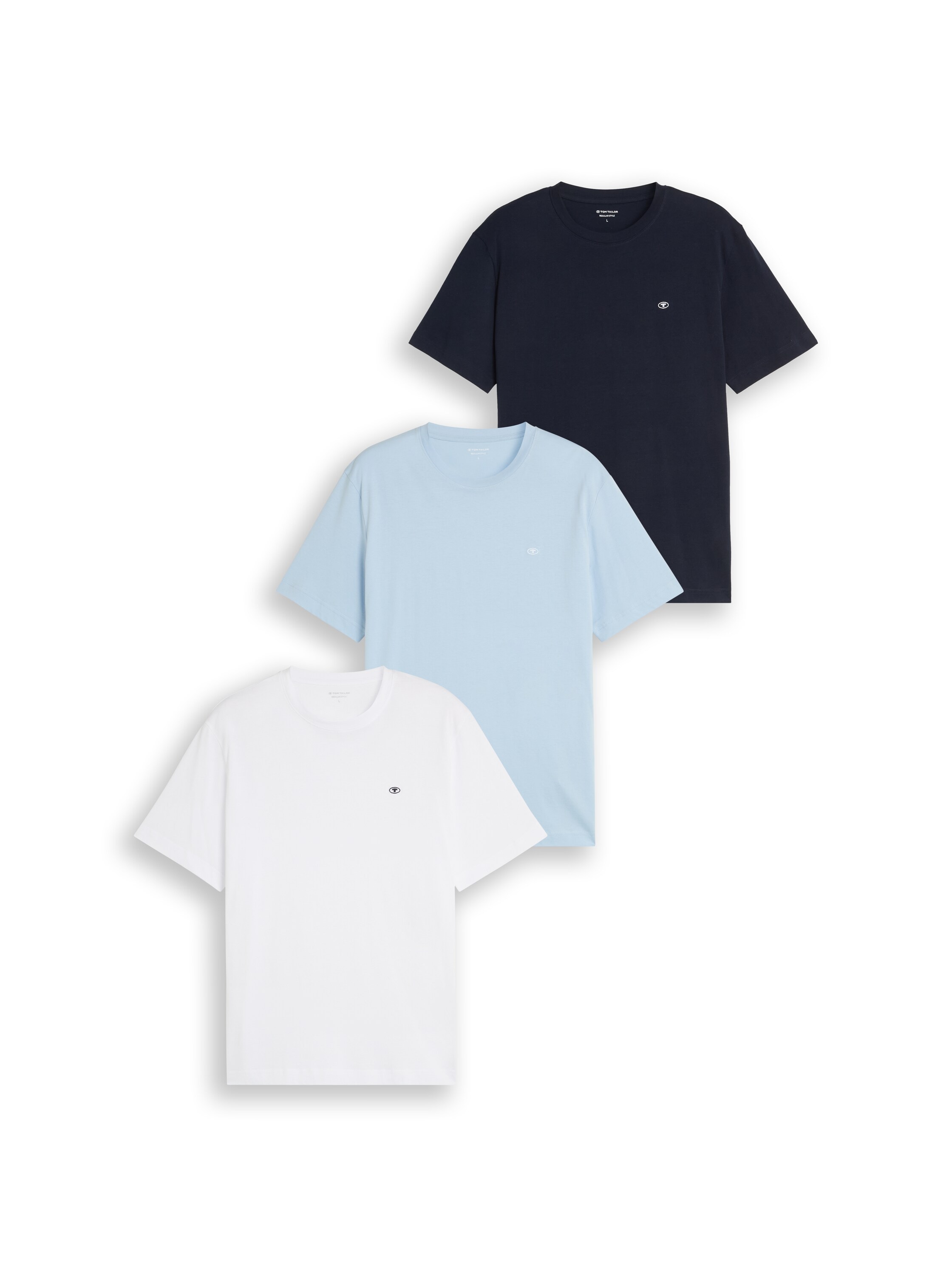 Image of TOM TAILOR T-Shirt "Regular" Packung, 3 3er Pack mit Logo-Stickerei