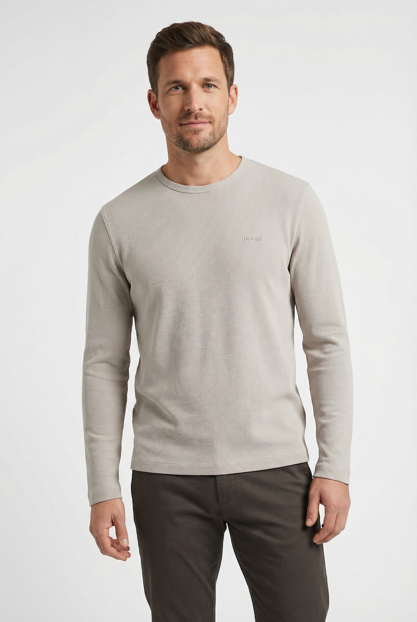 Image of BOSS ORANGE Langarmshirt "Tempesto" mit BOSS-Stickerei