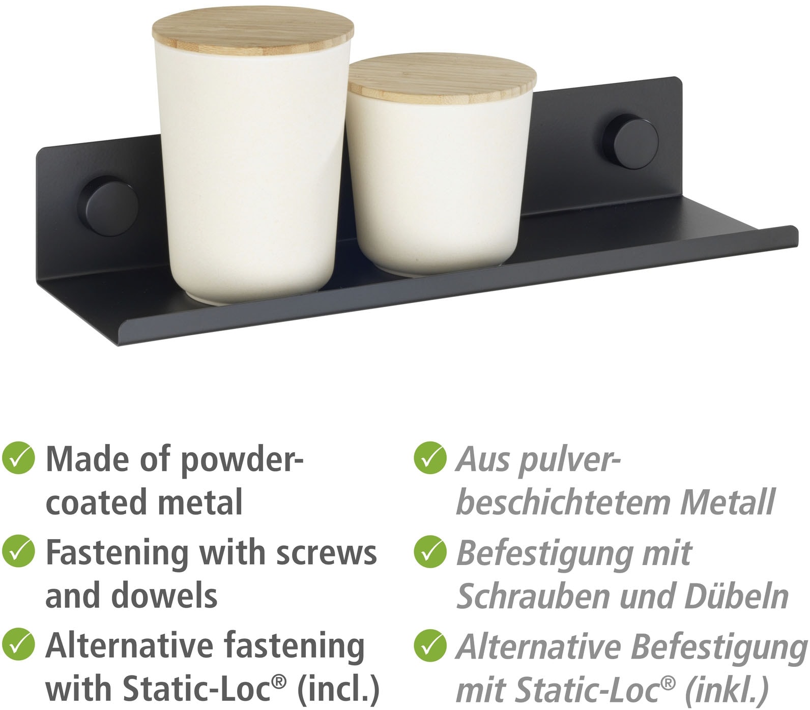 WENKO Etagère à épices »Modell Jet M« Regal für die Wand, Industrial Style, pulverbeschichtetes Metall