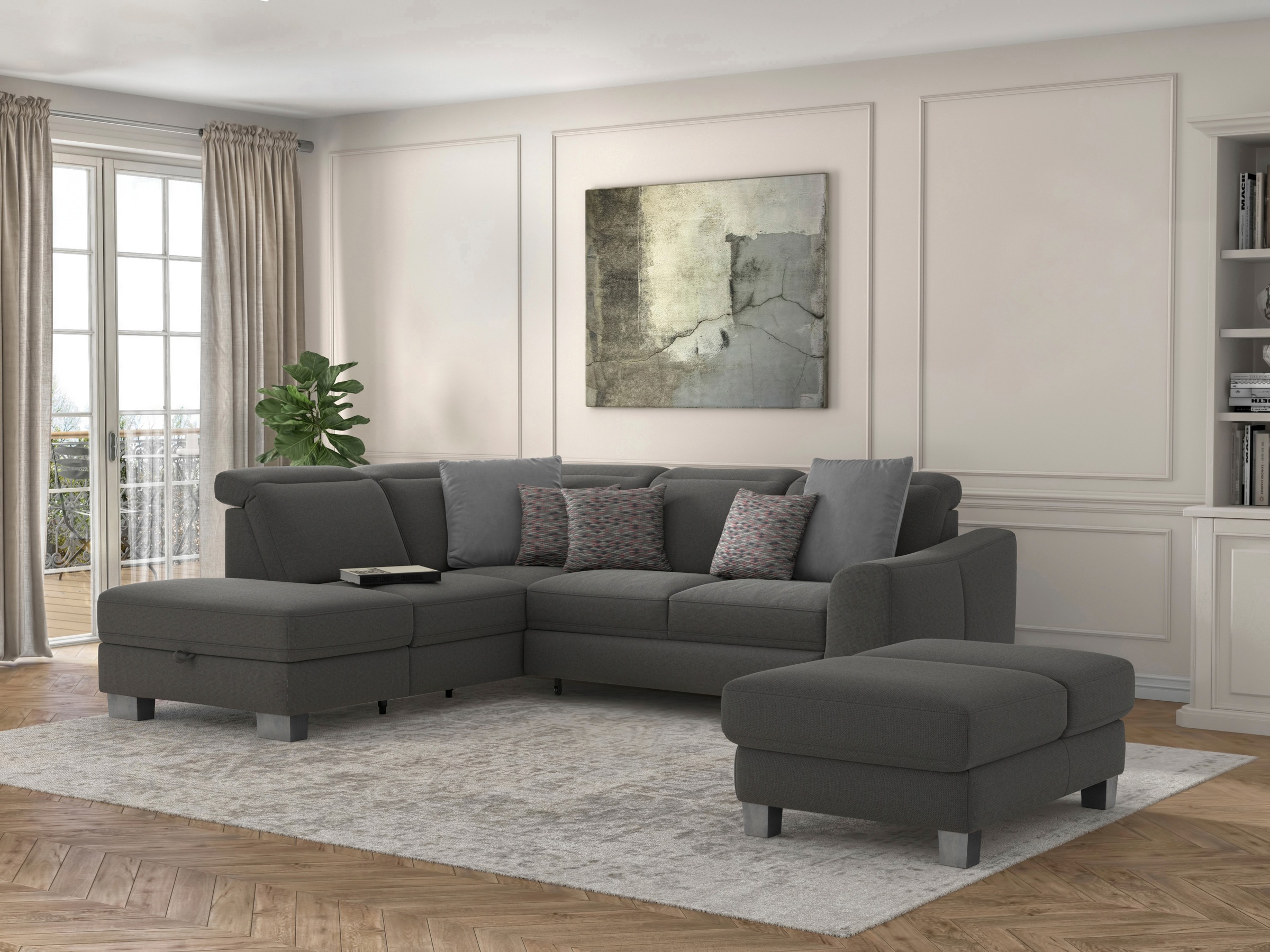 sit&more Polsterhocker »Dundee«, mit Klappfunktion, Federkern und hochwertigen Edelstahlfüssen