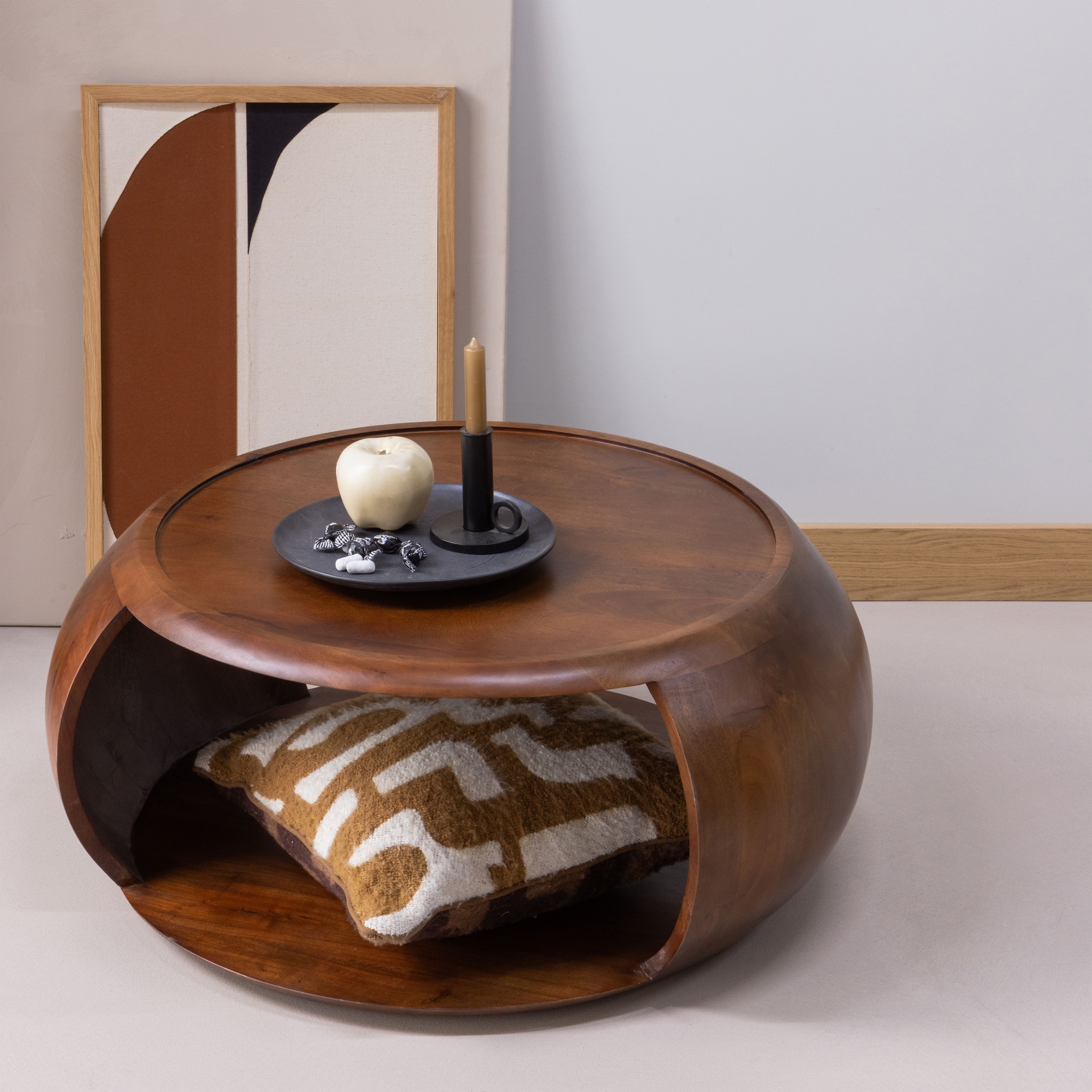 WOOOD Table basse »Cole mit Massivmangoholz und Aussparung B 72 x T 72 x H 36 cm« forme organique, capacité de charge 11,3 kg, pour usage intérieur