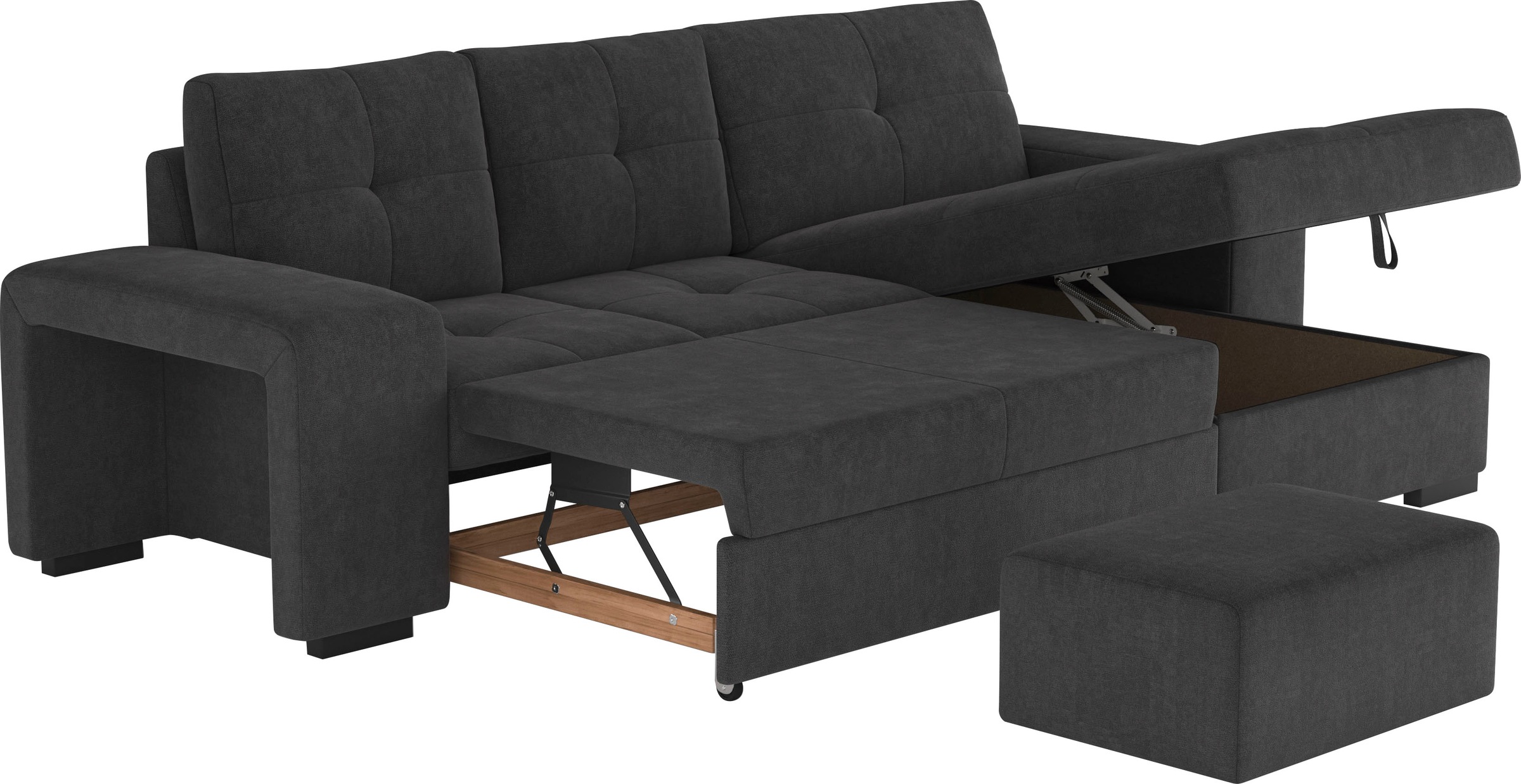 COTTA Ecksofa »Mattina L-Form«, mit Hocker, wahlweise mit Bettfunktion & Bettkasten