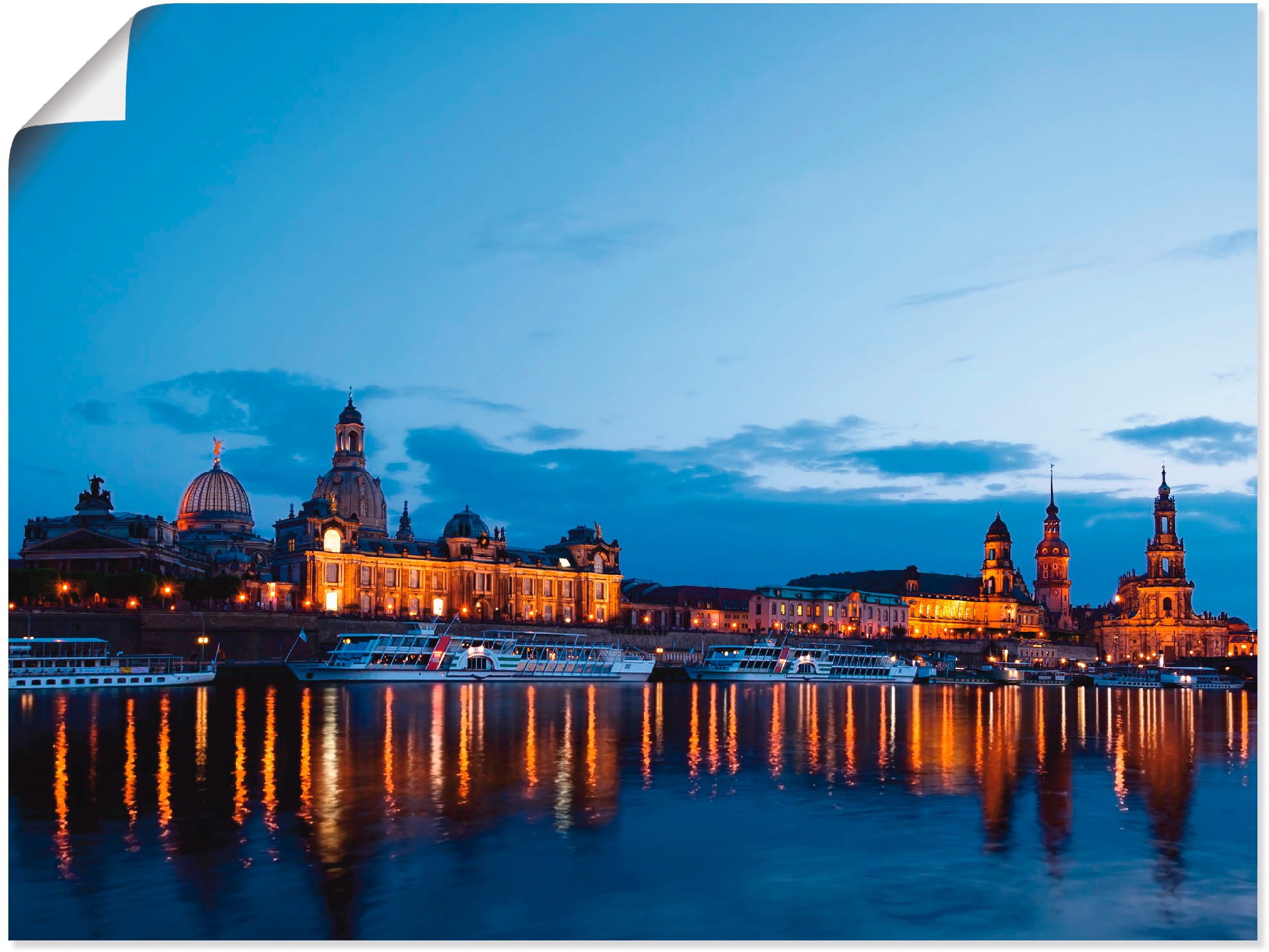Image of Artland Wandbild »Dresden Silhouette blaue Stunde«, Deutschland, (1 St.), in vielen Grössen & Produktarten -Leinwandbild, Poster, Wandaufkleber / Wandtattoo auch für Badezimmer geeignet bei Ackermann Versand Schweiz