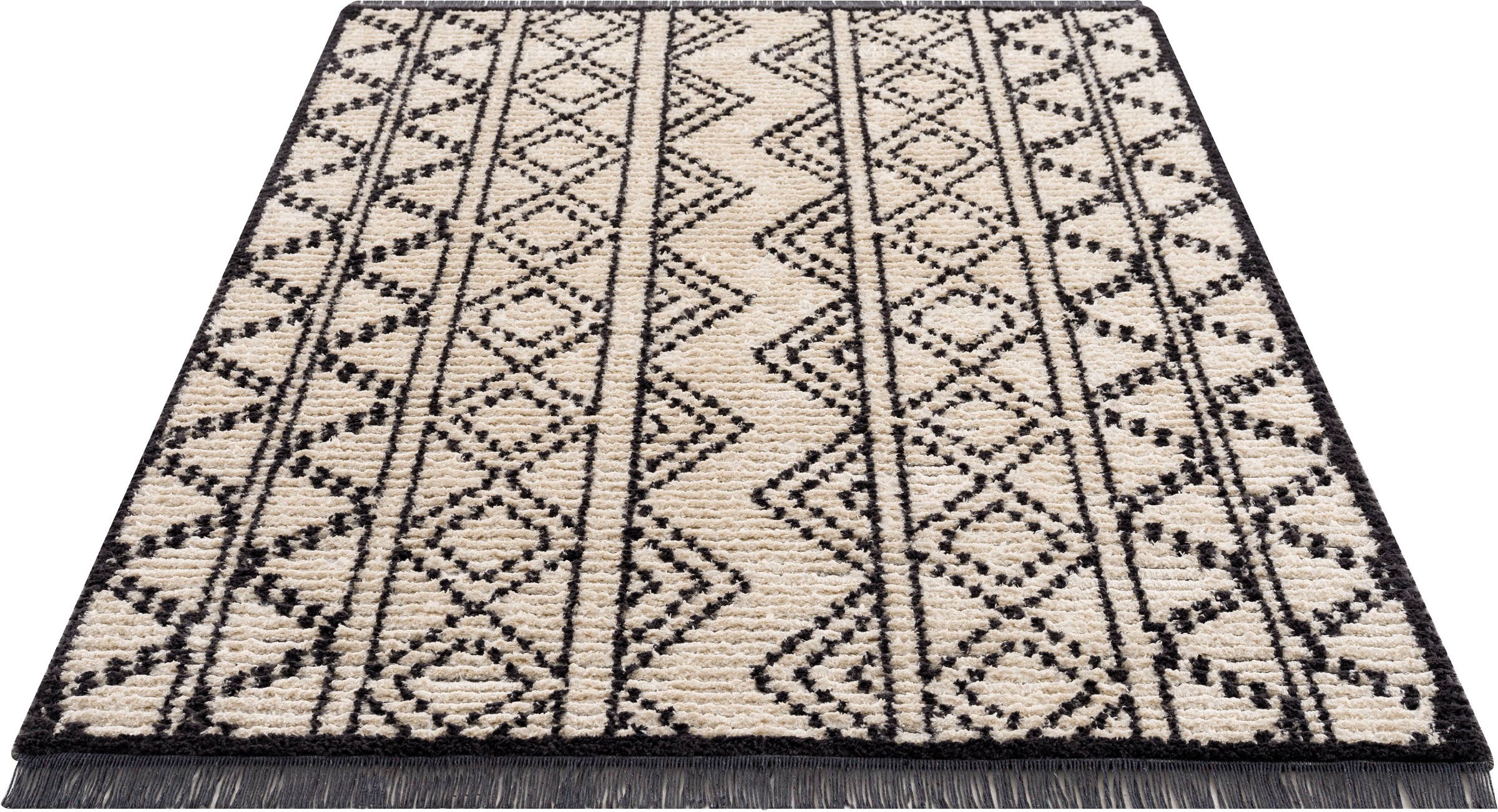 Image of Timbers Teppich »Nevada«, rechteckig, 22 mm Höhe, mit Fransen, Hoch-Tief-Effekt, Boho Look, Berber Optik, ideale Teppiche für Wohnzimmer, Schlafzimmer & Esszimmer bei Ackermann Versand Schweiz