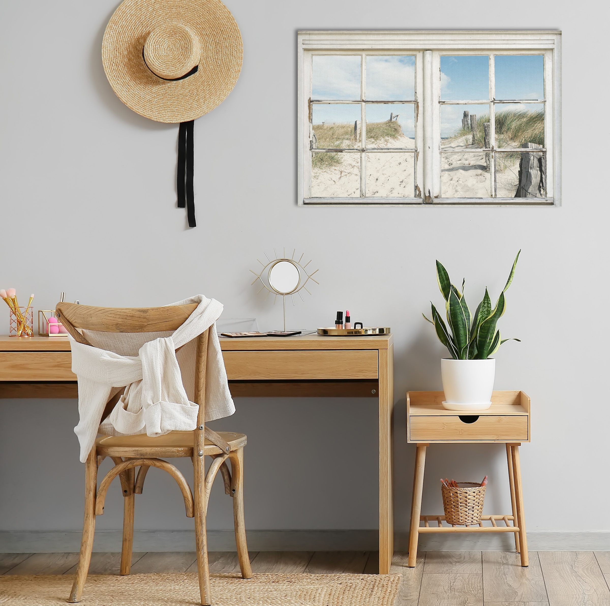 queence Leinwandbild »Norderney«, Düne-Gräser-Natur-Meer-Meer Bilder-Fensterblick-Fenster & Türen, (1 St.), Premium-Leinwandstoff