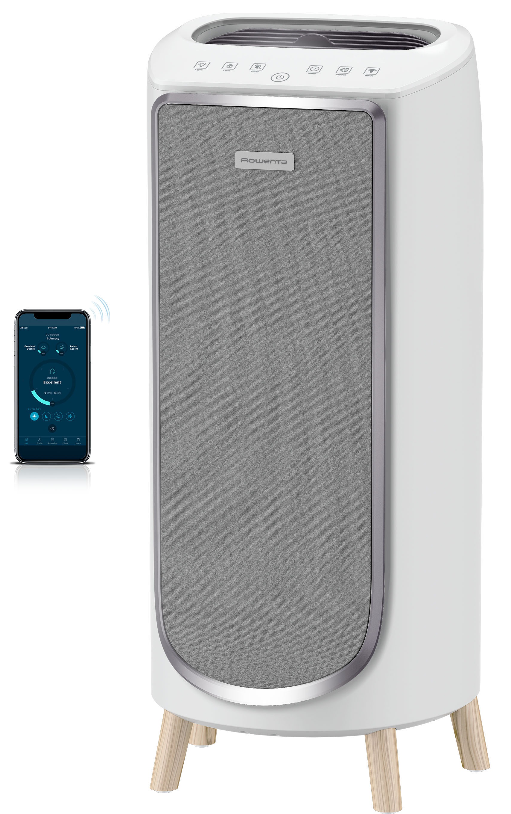 Image of Rowenta Luftreiniger "PU6180 Intense Pure Air Home Connect" für 36 qm Räume HEPA-Luftfilterung, App, 4 automatische Modi, 32 dB(A), Textil-Finish
