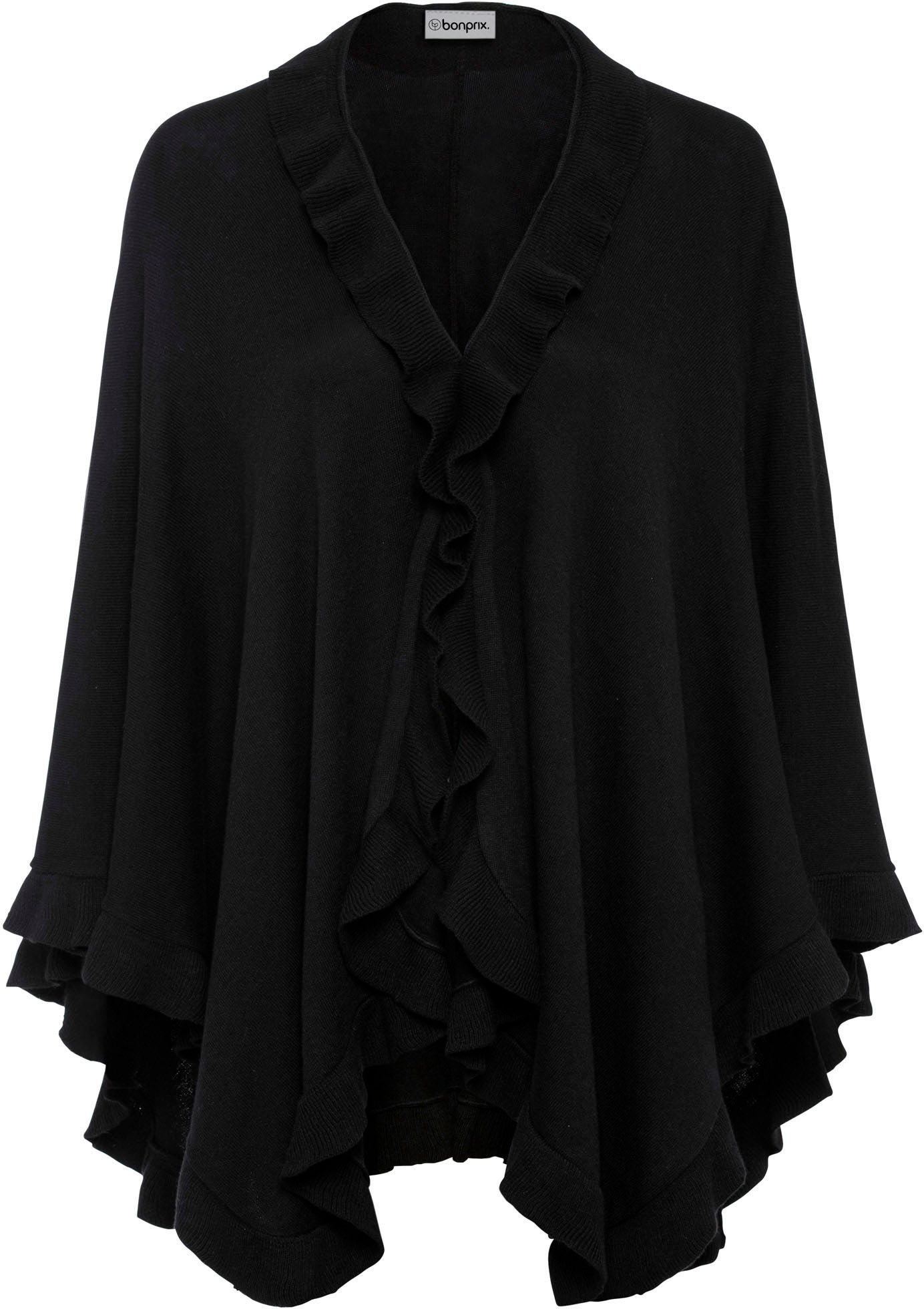 Image of bonprix Strickponcho weicher Feinstrick mit Kaschmiranteil, romantischer Volant, Überwurf