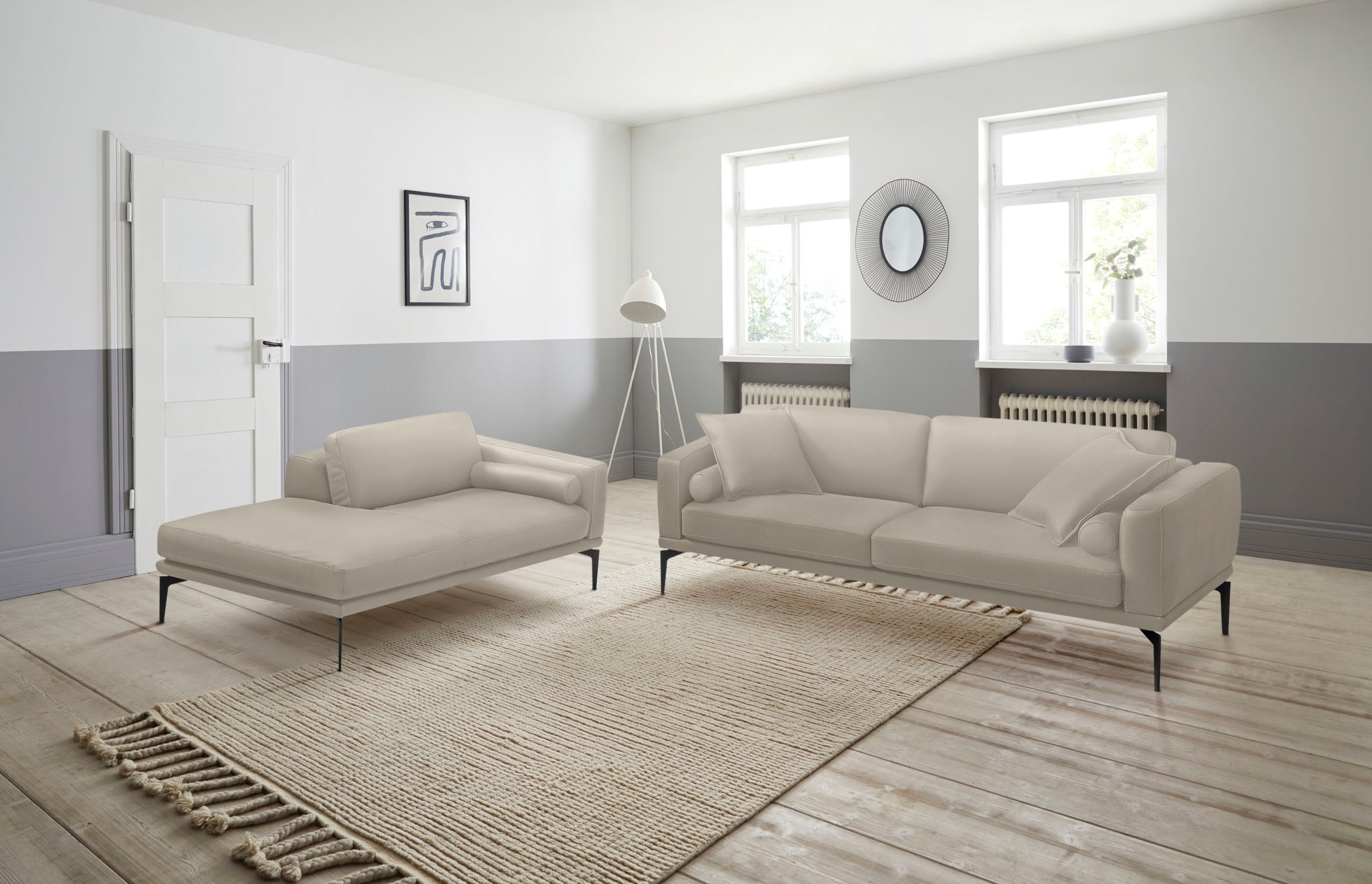 Egoitaliano Polstergarnitur »Masu, Design trifft sensationellen Sitzkomfort«, Höhe der Rückenkissen und Sitztiefe verstellbar, 3 Rollkissen