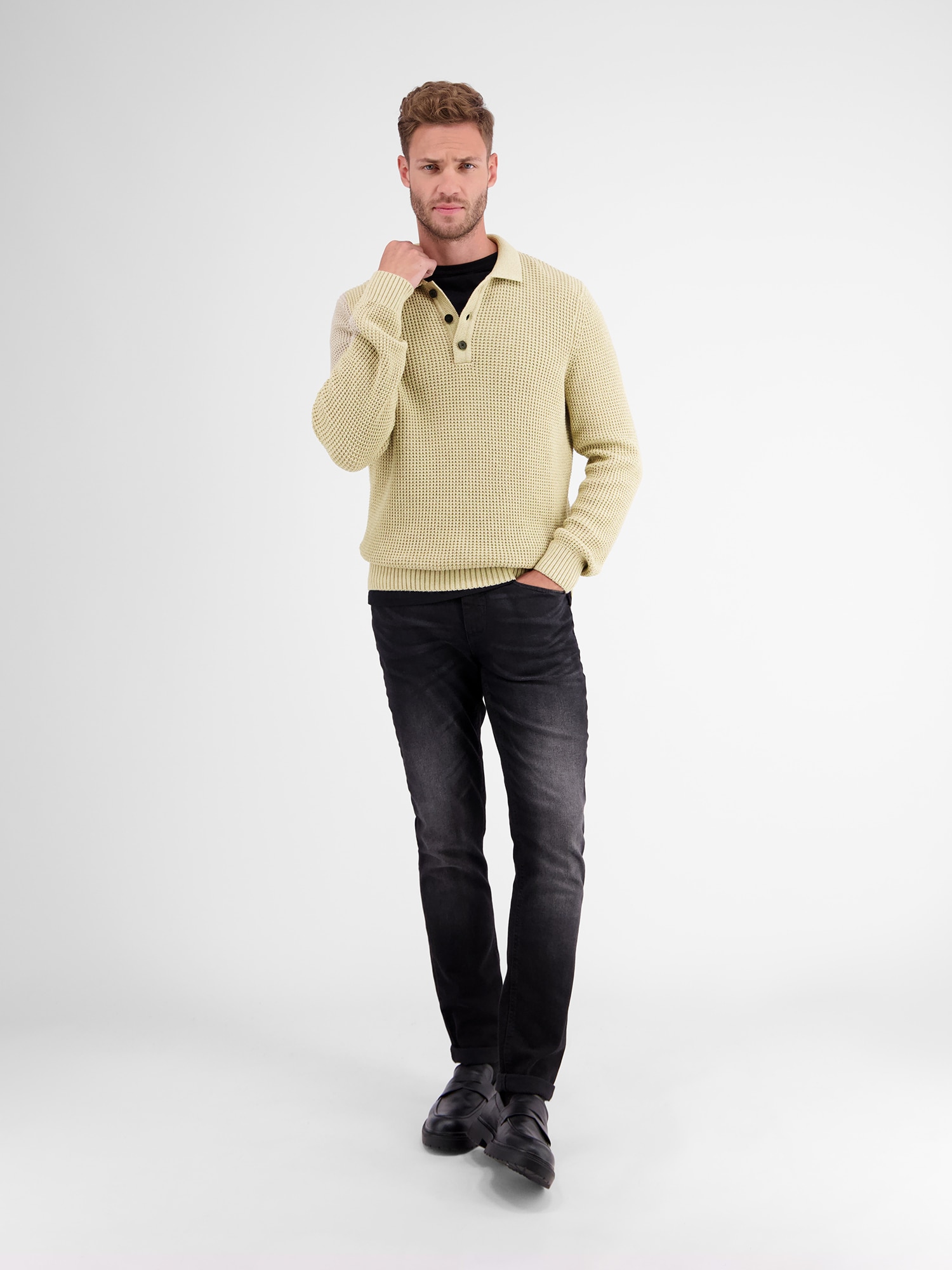 LERROS Strickpullover »LERROS Langarm Strickpolo«