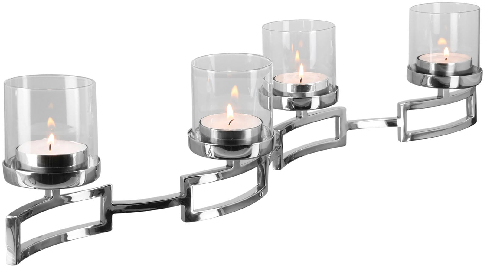 Image of Fink Kerzenleuchter "HOMMAGE, Weihnachtsdeko" silberfarben - aus Edelstahl und Glas, 4-flammig, Adventsleuchter