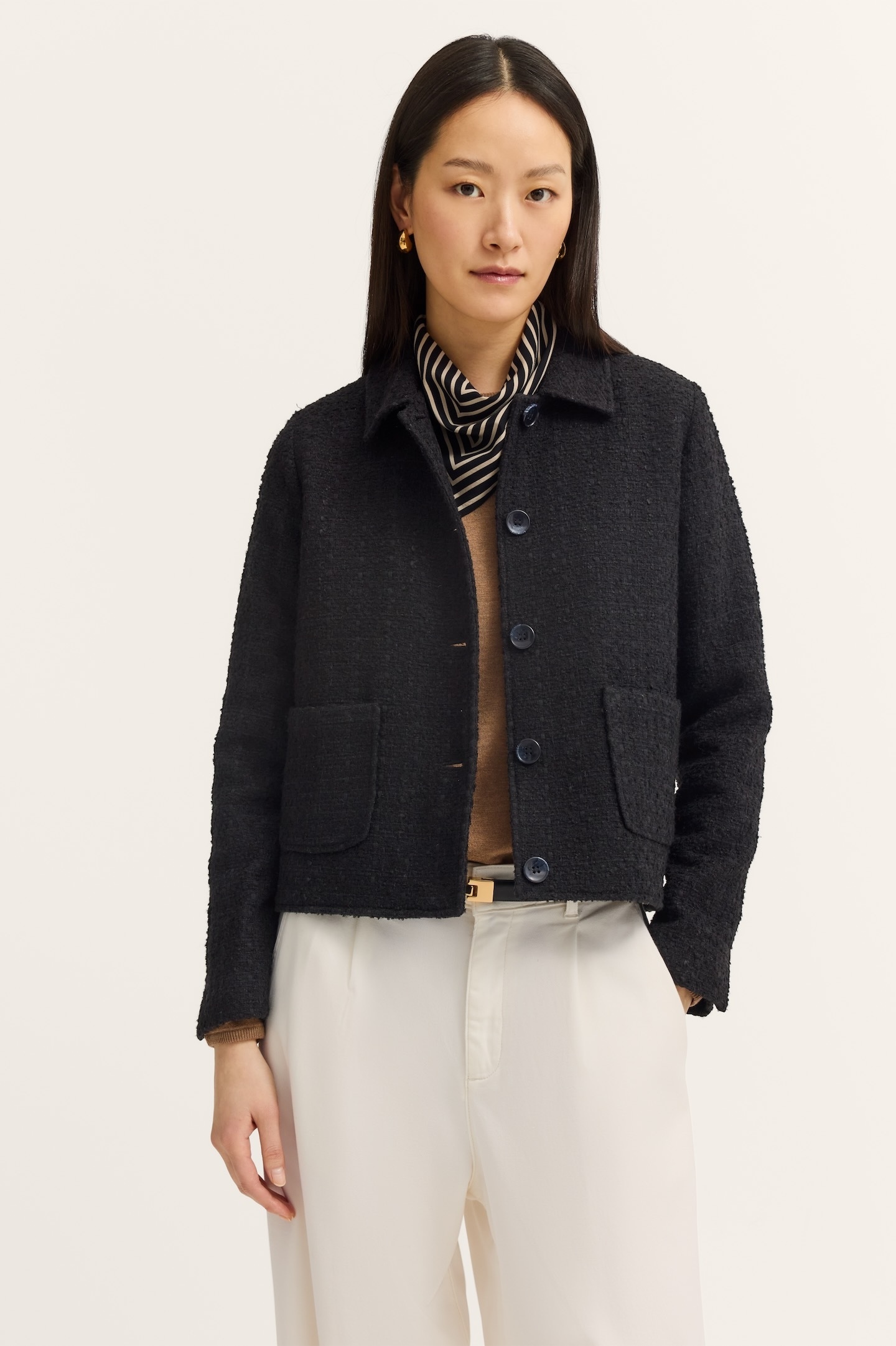 Image of bugatti Hemdjacke "Bouclé" mit Knopfleiste und aufgesetzten Taschen