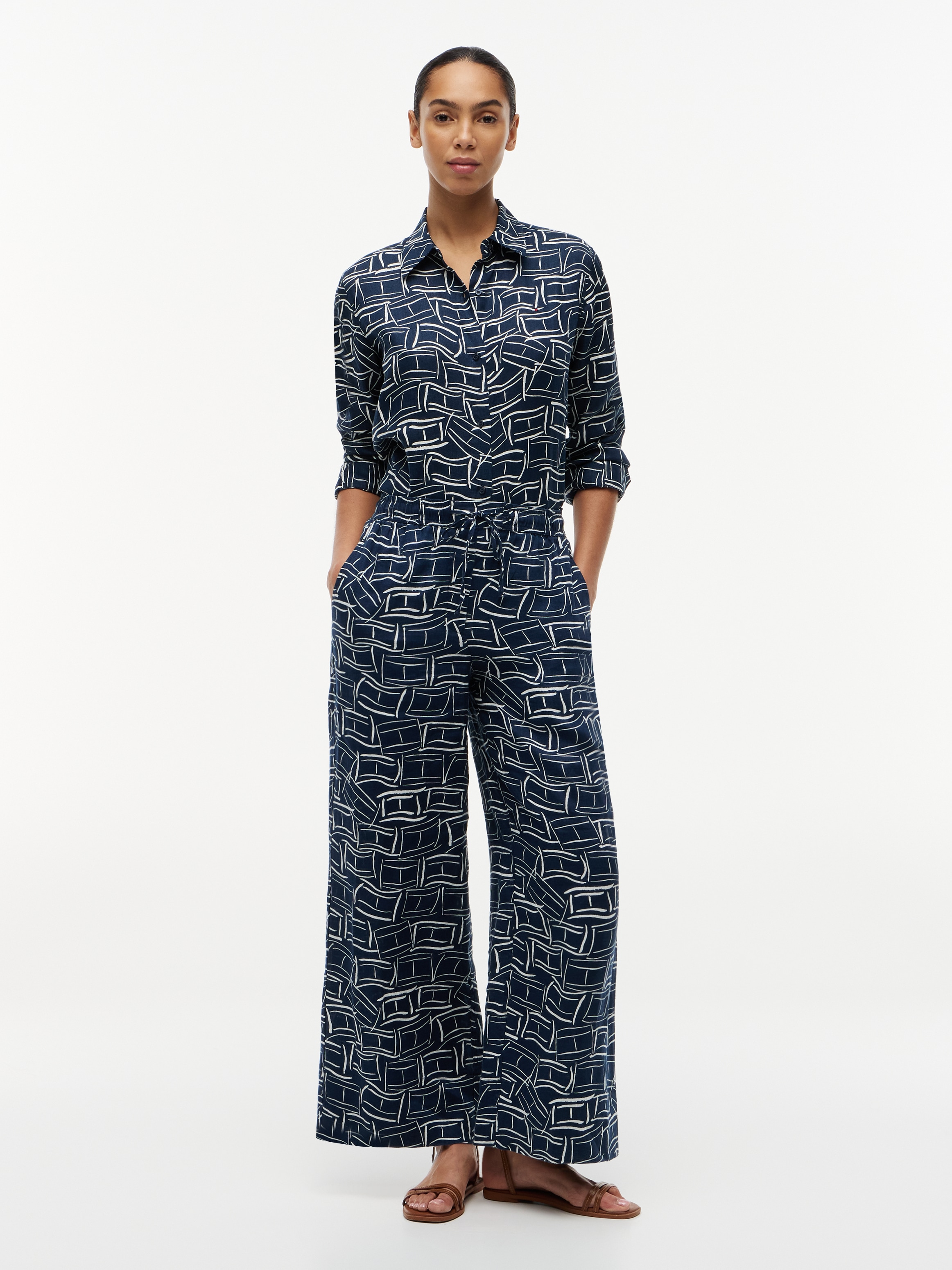Tommy Hilfiger Pantalon en lin »ESS LINEN PULL ON PANTS«  in lockerer Passform, Elastikbund
