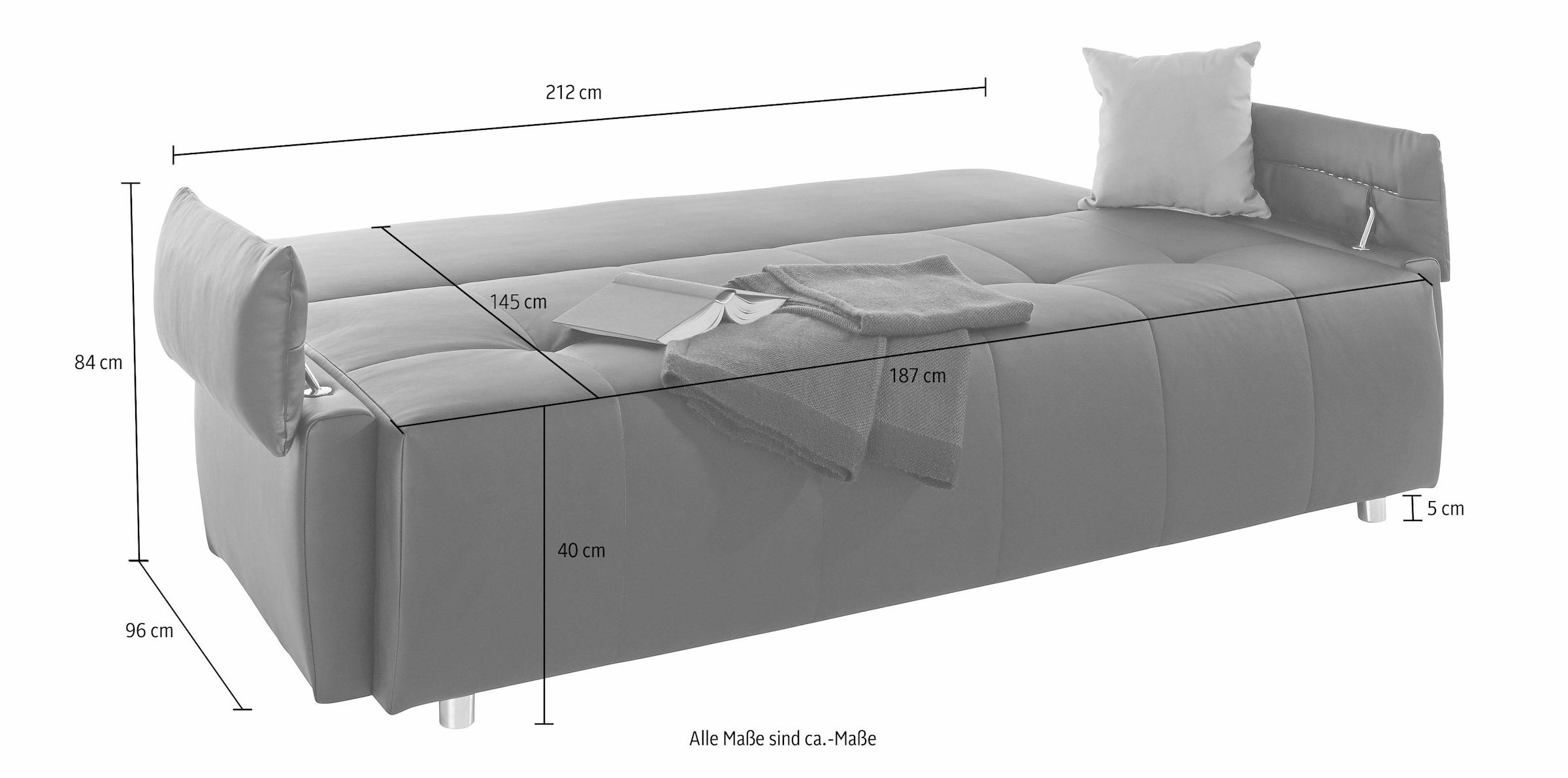 COLLECTION AB Schlafsofa Funtastic, mit Bettfunktion, inklusive 2 Rücken- und 1 Zierkissen