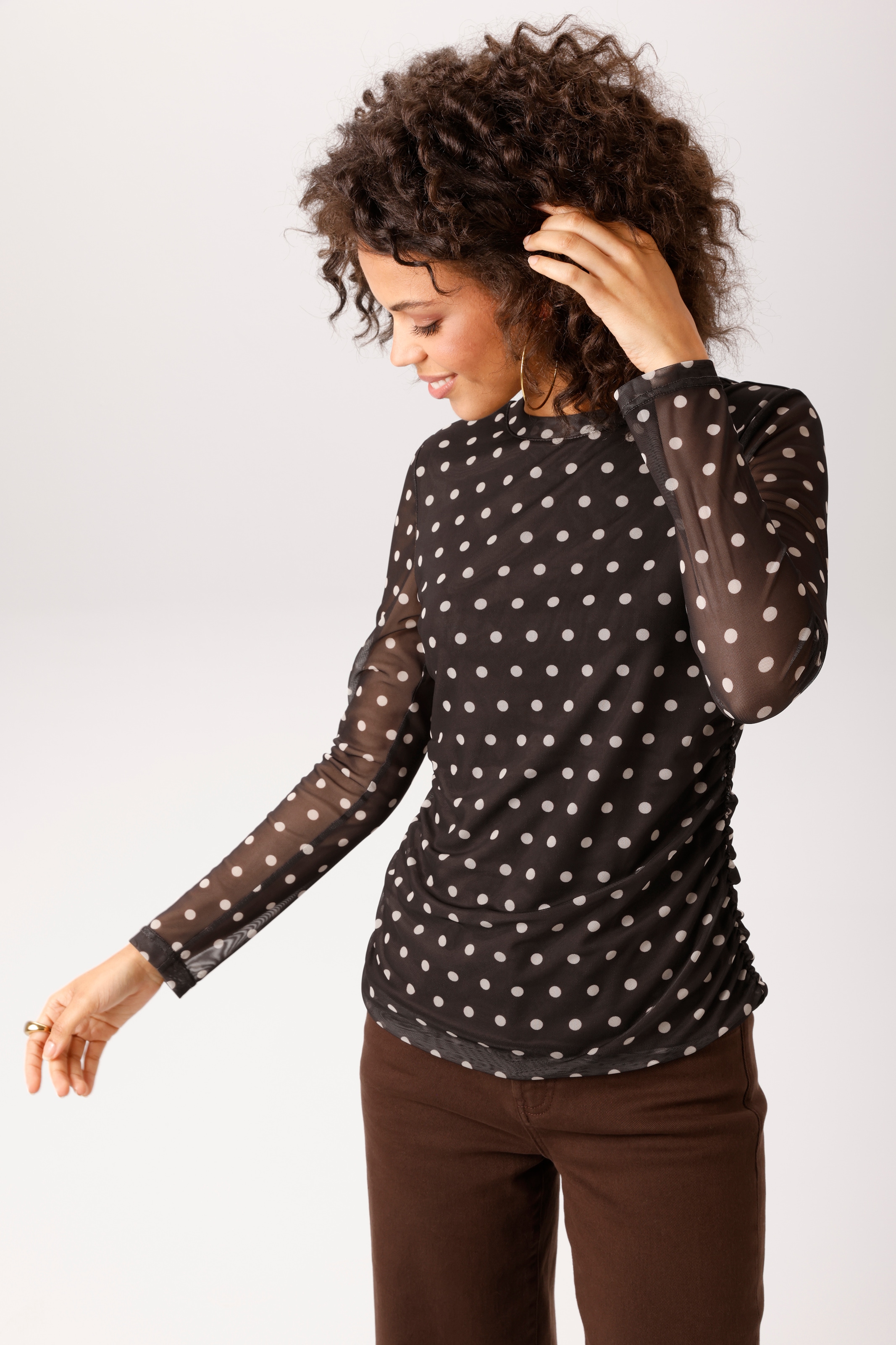 Image of Aniston CASUAL Langarmshirt mit Raffungen an den Seitennähten - NEUE KOLLEKTION