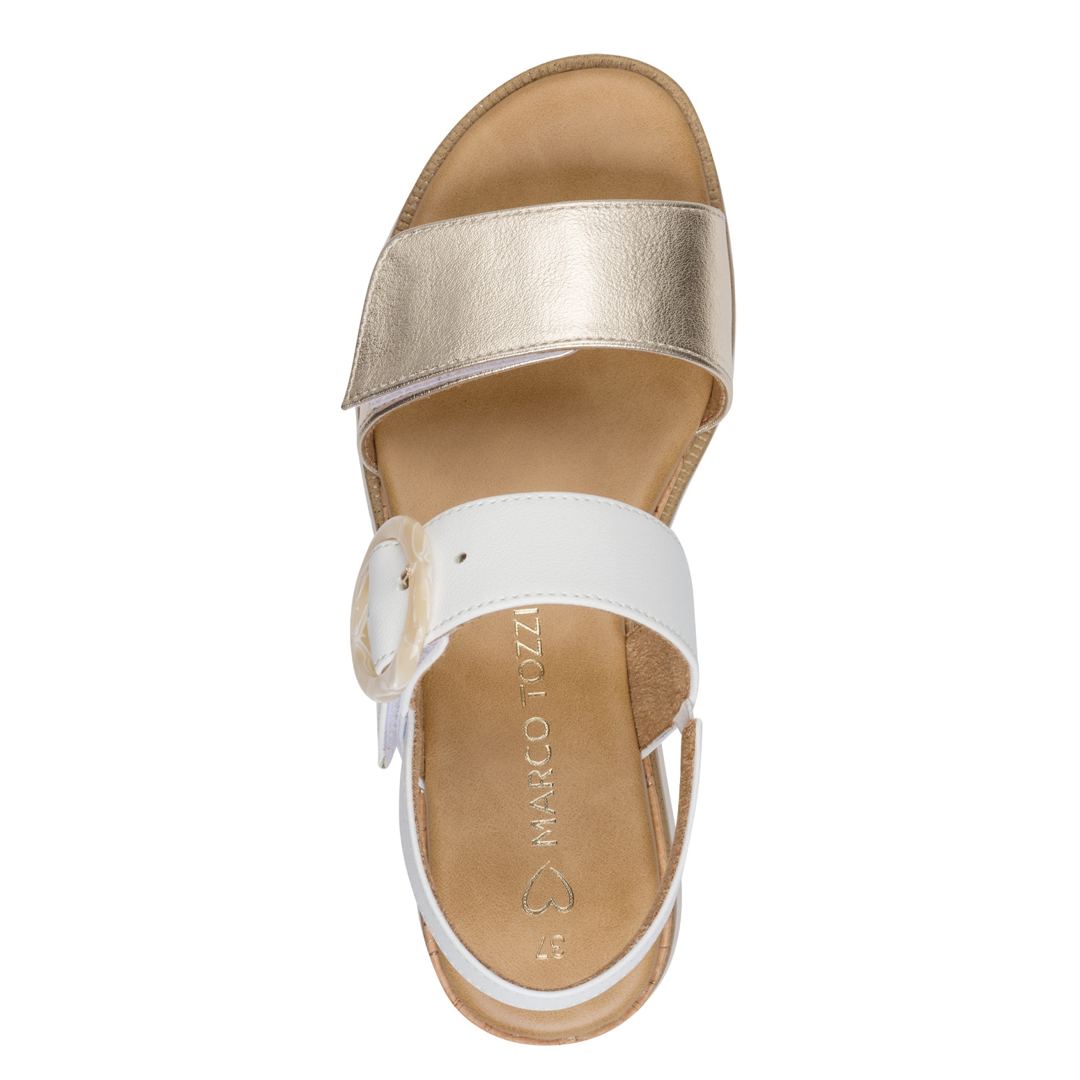 MARCO TOZZI Sandales compensées  Sandale à lanières, chaussure d'été à aspect métallique brillant