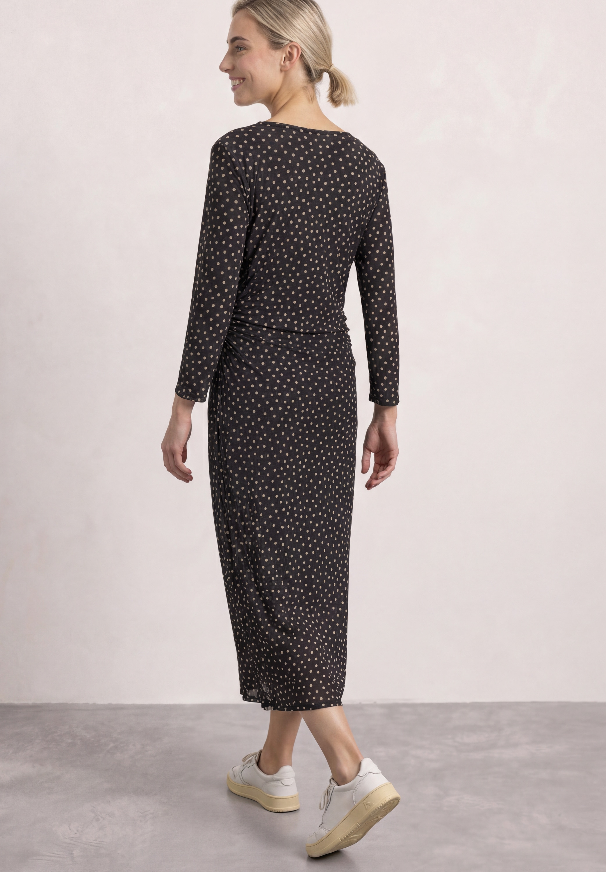 Image of STREET ONE Midikleid Ohne Taschen Sommerkleid mit Punkten / Seitliche Raffung