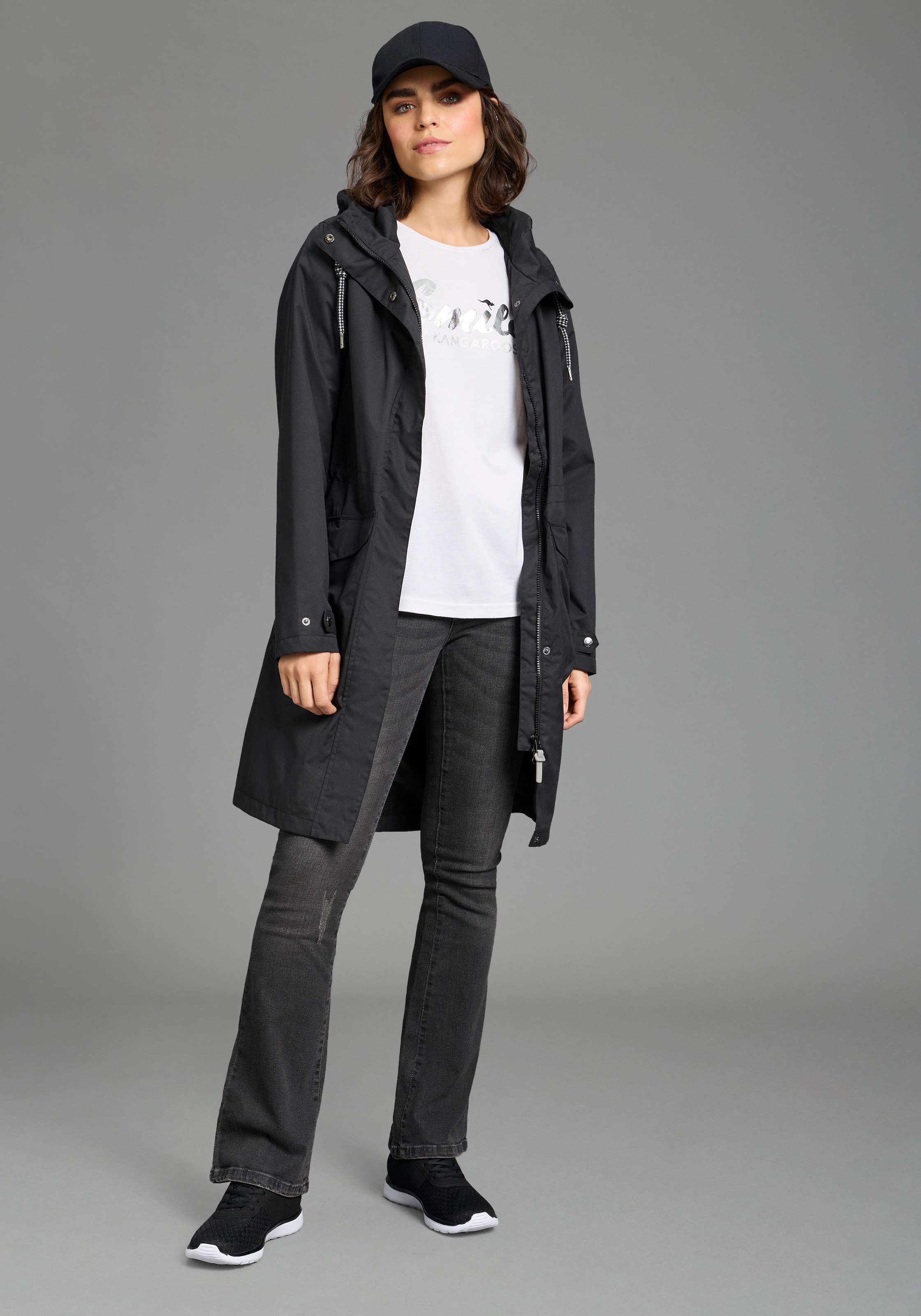 KangaROOS Funktionsparka mit Kapuze mit Kapuze, mit gefütterter Kapuzenfütterung, Übergangsjacke
