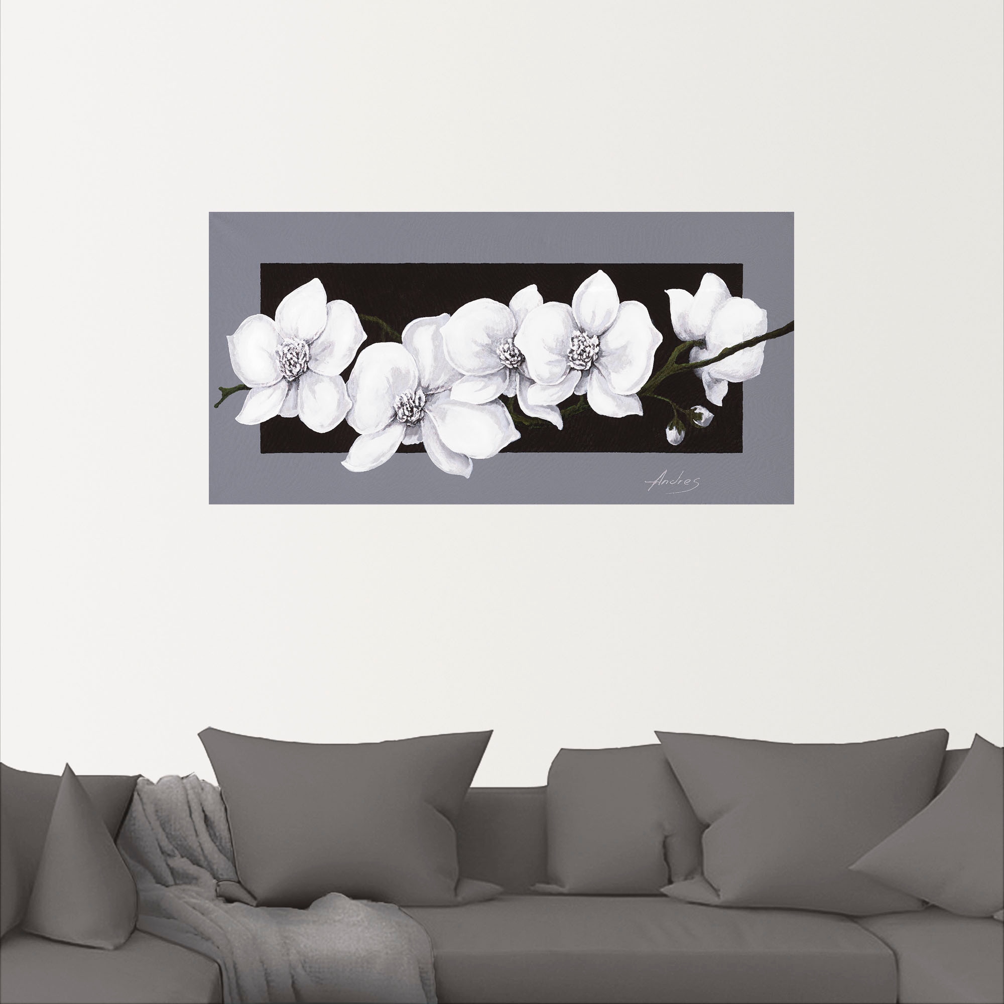 Artland Wandbild »Weisse Orchideen auf grau«, Blumen, (1 St.), als Alubild, Outdoorbild, Leinwandbild, Poster, Wandaufkleber