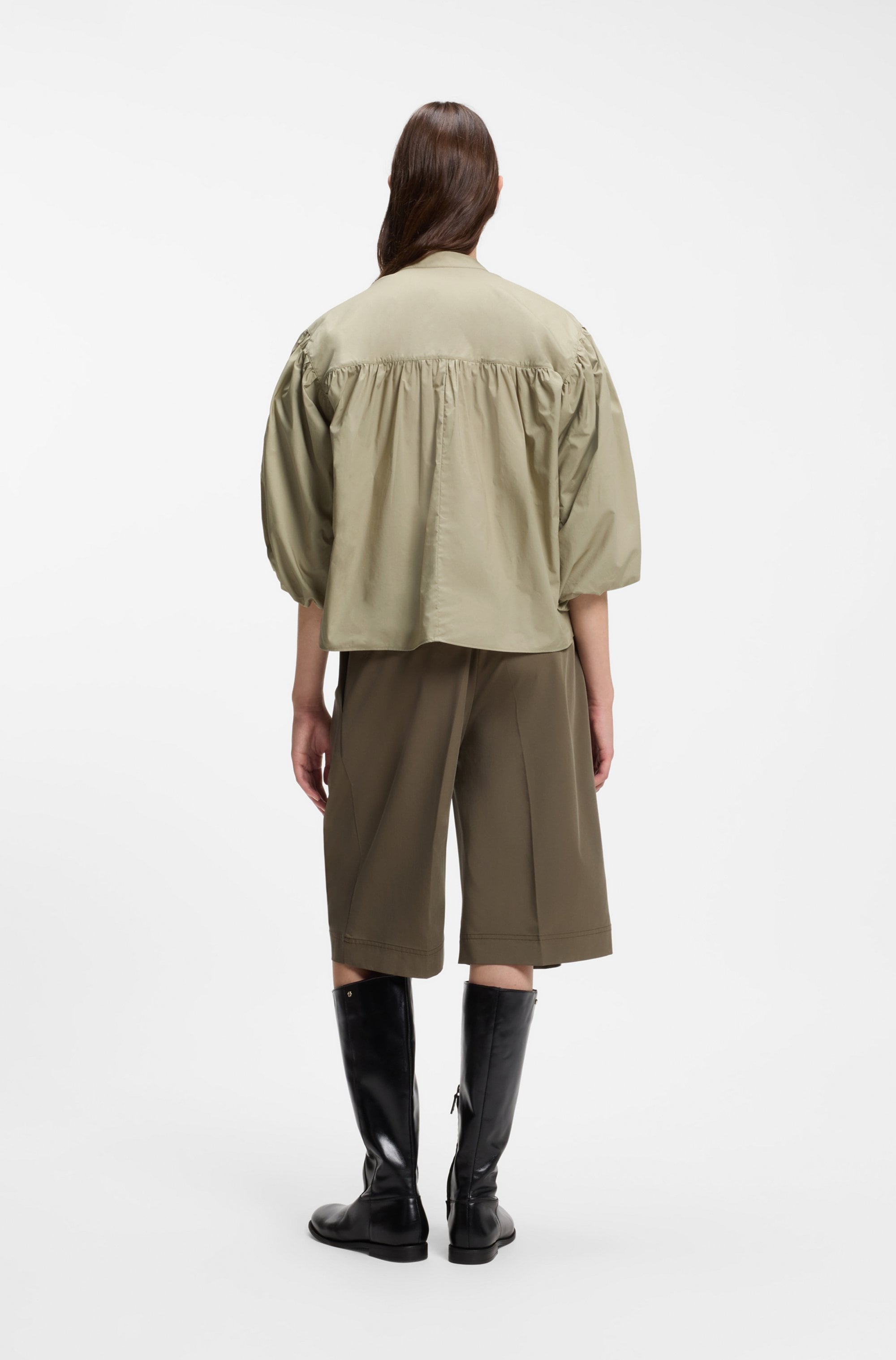 BOSS ORANGE Schlupfbluse »Bales Premium Damenmode« aus Baumwoll-Popeline, Ballonärmel