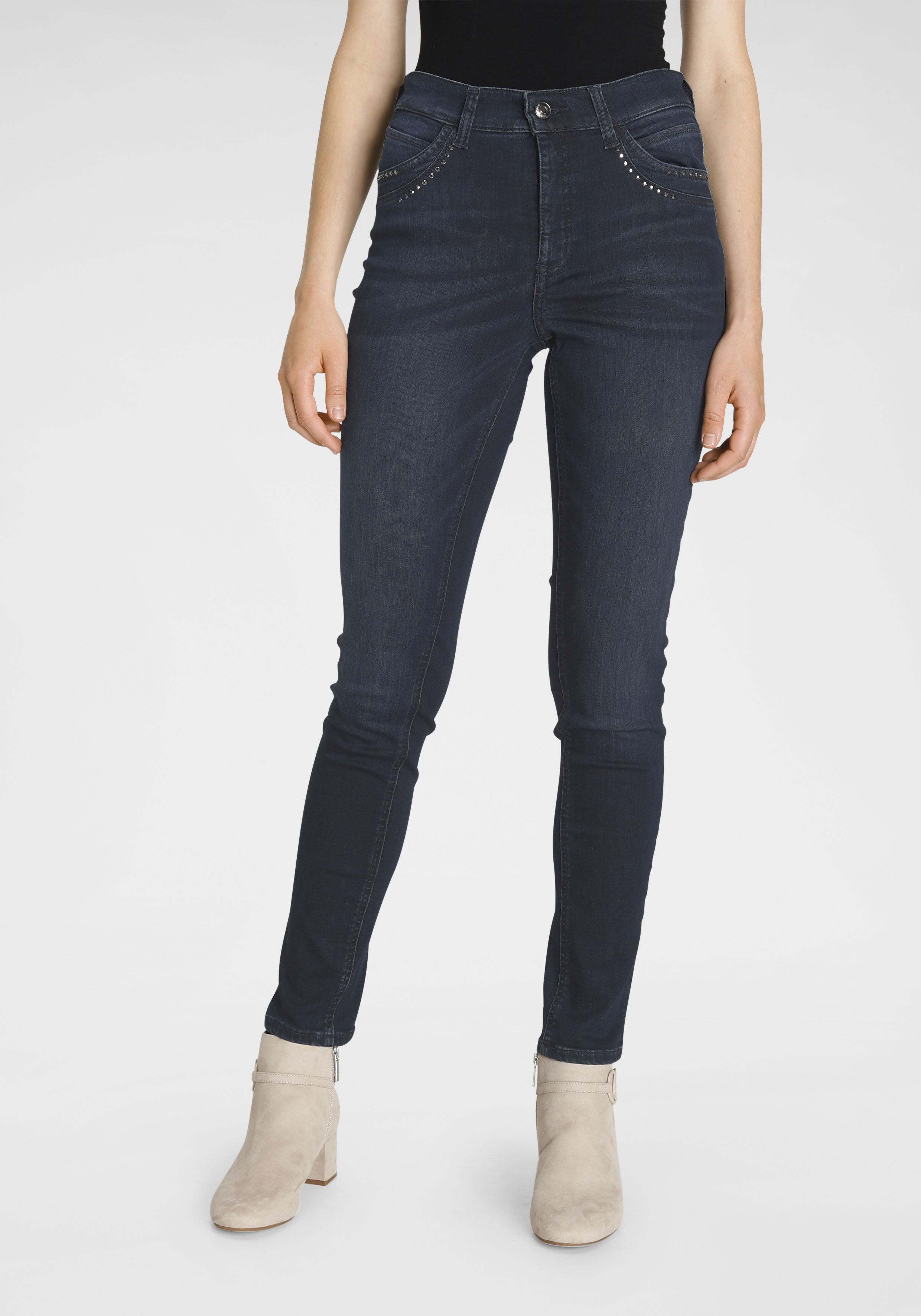 MAC Gerade Jeans »Mel-Glitter«, Mit Nietenbesatz an den vorderen Taschen-MAC 1
