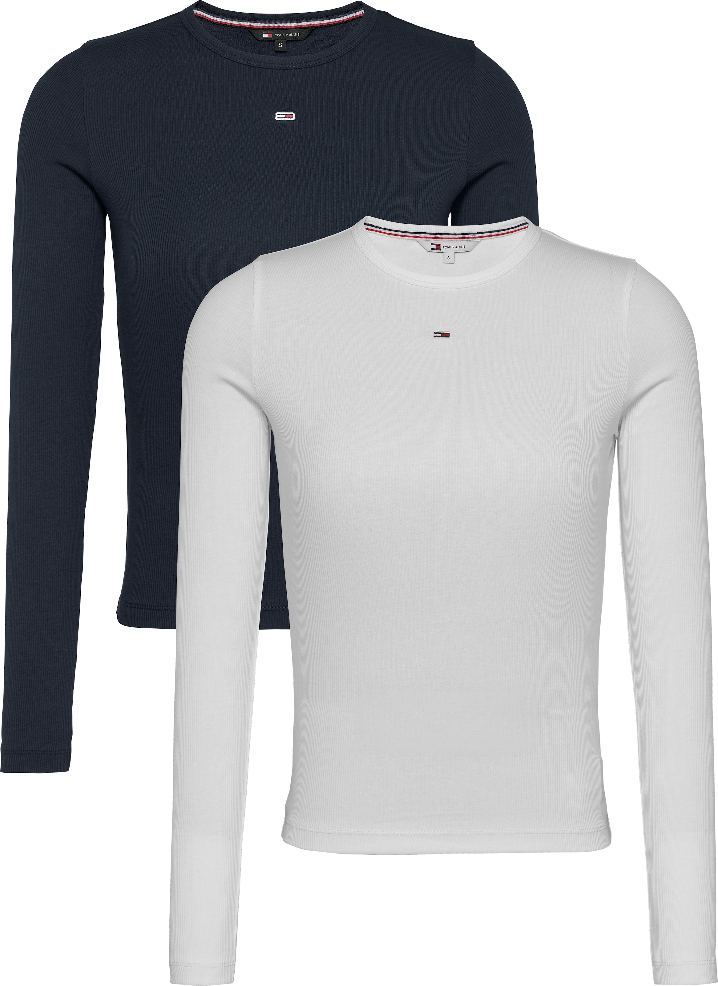 Tommy Jeans Langarmshirt »TJW 2PACK SLIM ESSENTIAL RIB LS«, in Rippoptik, mit Logostickerei