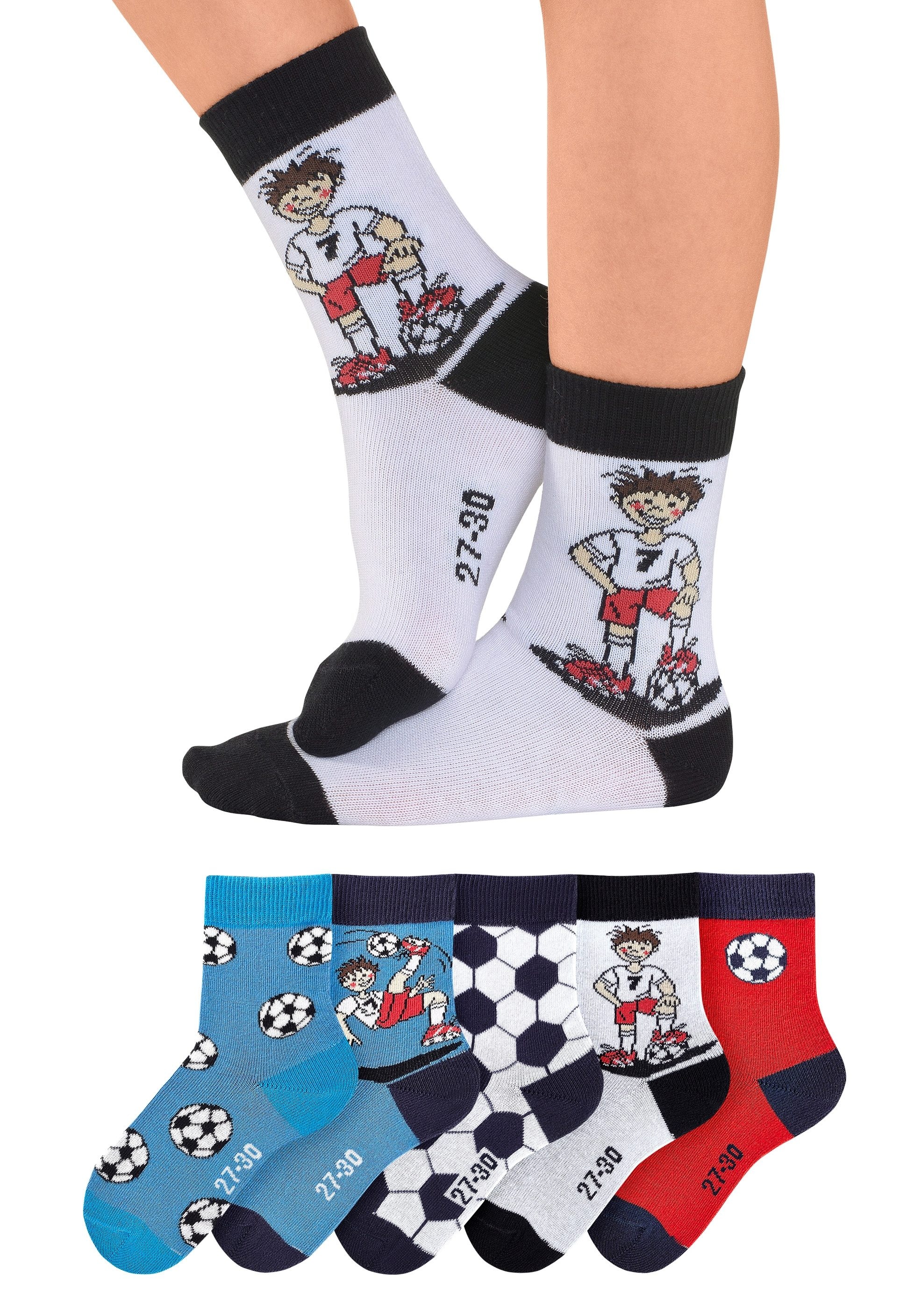 H.I.S Socken, (Packung, 5 Paar), mit Fussballmotiven