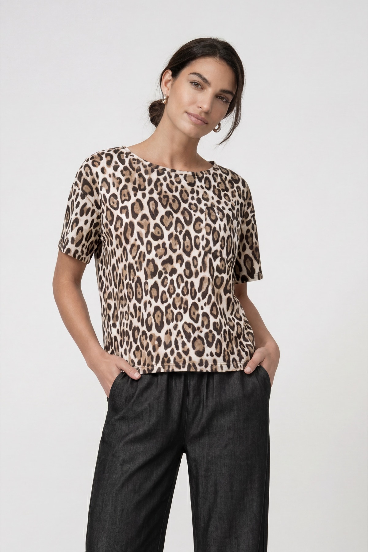 Image of Monari T-Shirt "Shirt Leodruck Allover" Regular fit mit U-Boot-Ausschnitt