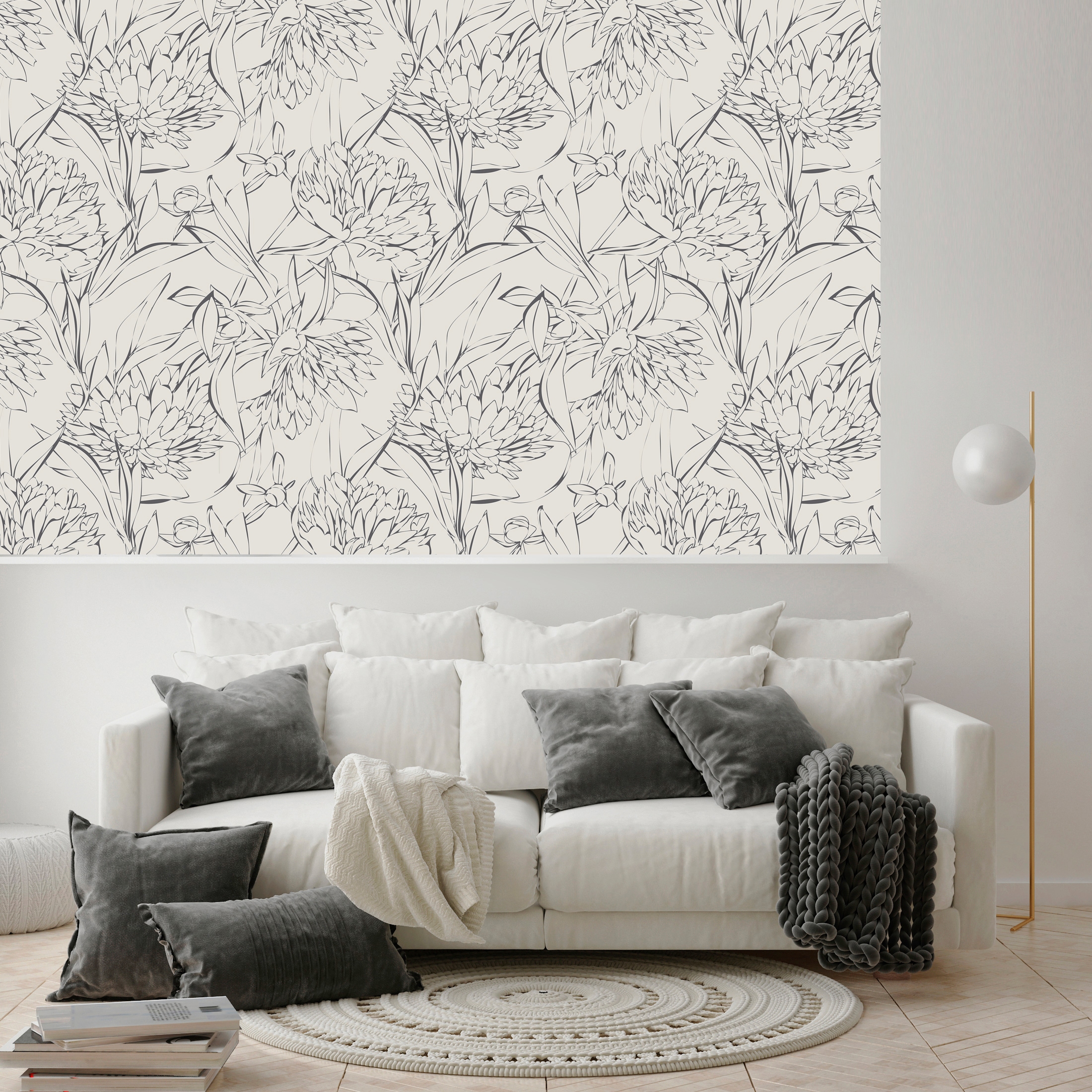 queence Papier peint vinyle »Chaska« Motif | botanique | floral | imprimé | naturellement | à motifs 90x250cm, selbstklebend, kinderleichte Anbringung, , Sticker