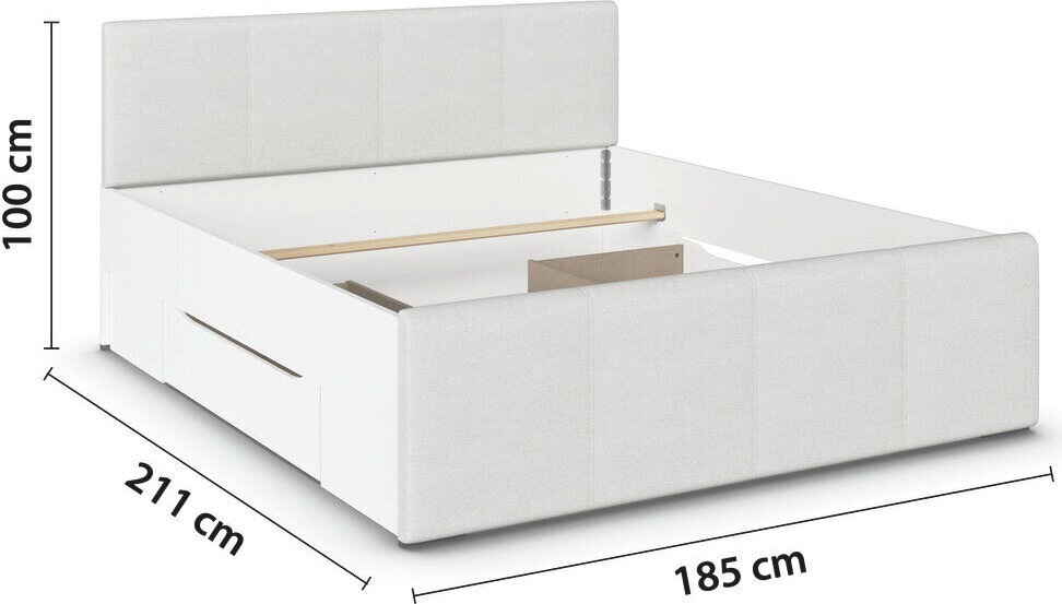 GOODproduct Lit »Doppelbett Polsterbett Stauraumbett AGORDO« 180x200 cm, tête et pied en tissu velours côtelé ou tissu tissé,  tiroirs de lit pratiques pour rangement supplémentaire FABRIQUÉ EN ALLEMAGNE