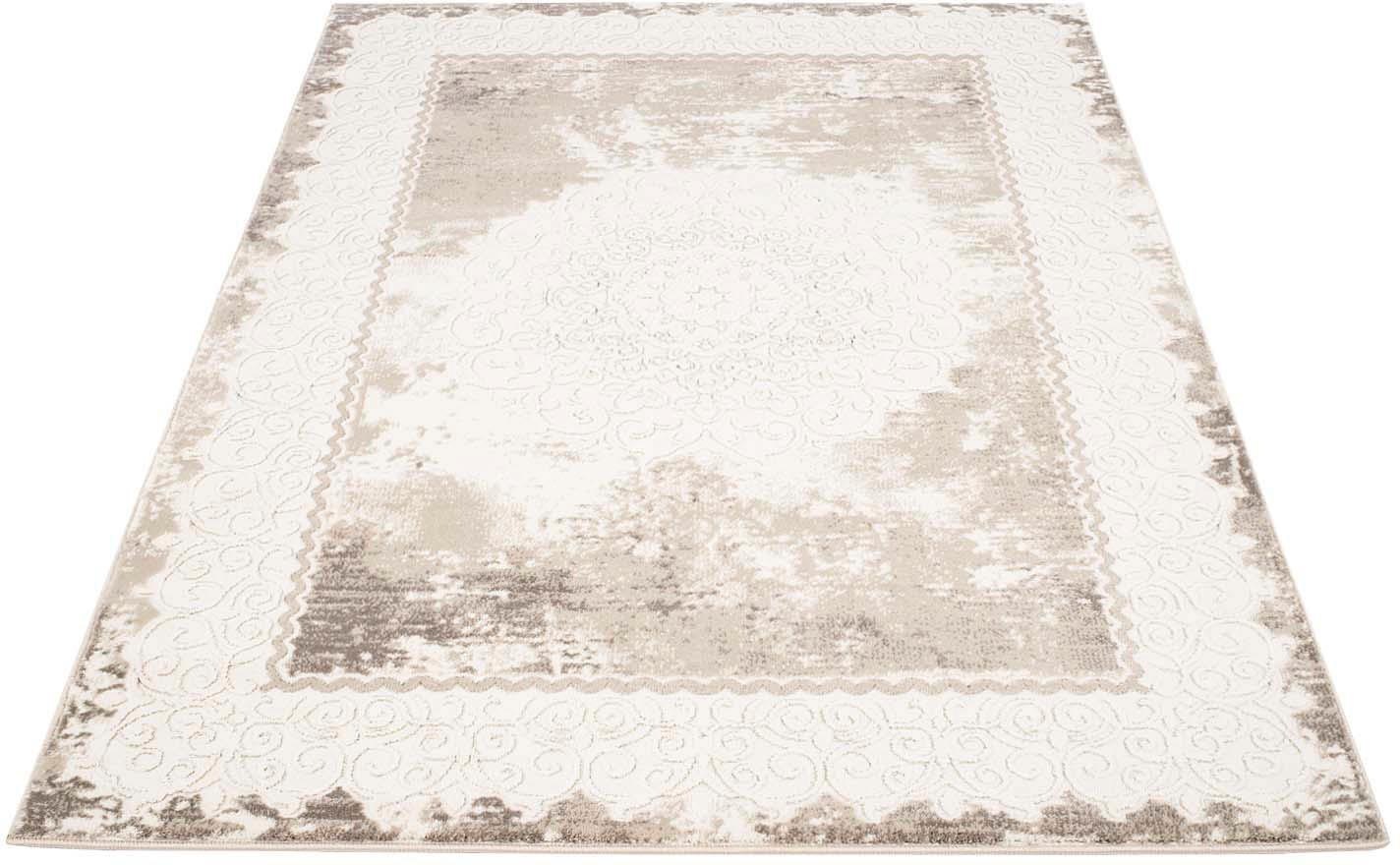Image of Carpet City Teppich »Platin 8058«, rechteckig, 11 mm Höhe, Kurzflor, Bordüre, Glänzend durch Polyester, ideal für Wohnzimmer & Schlafzimmer bei Ackermann Versand Schweiz