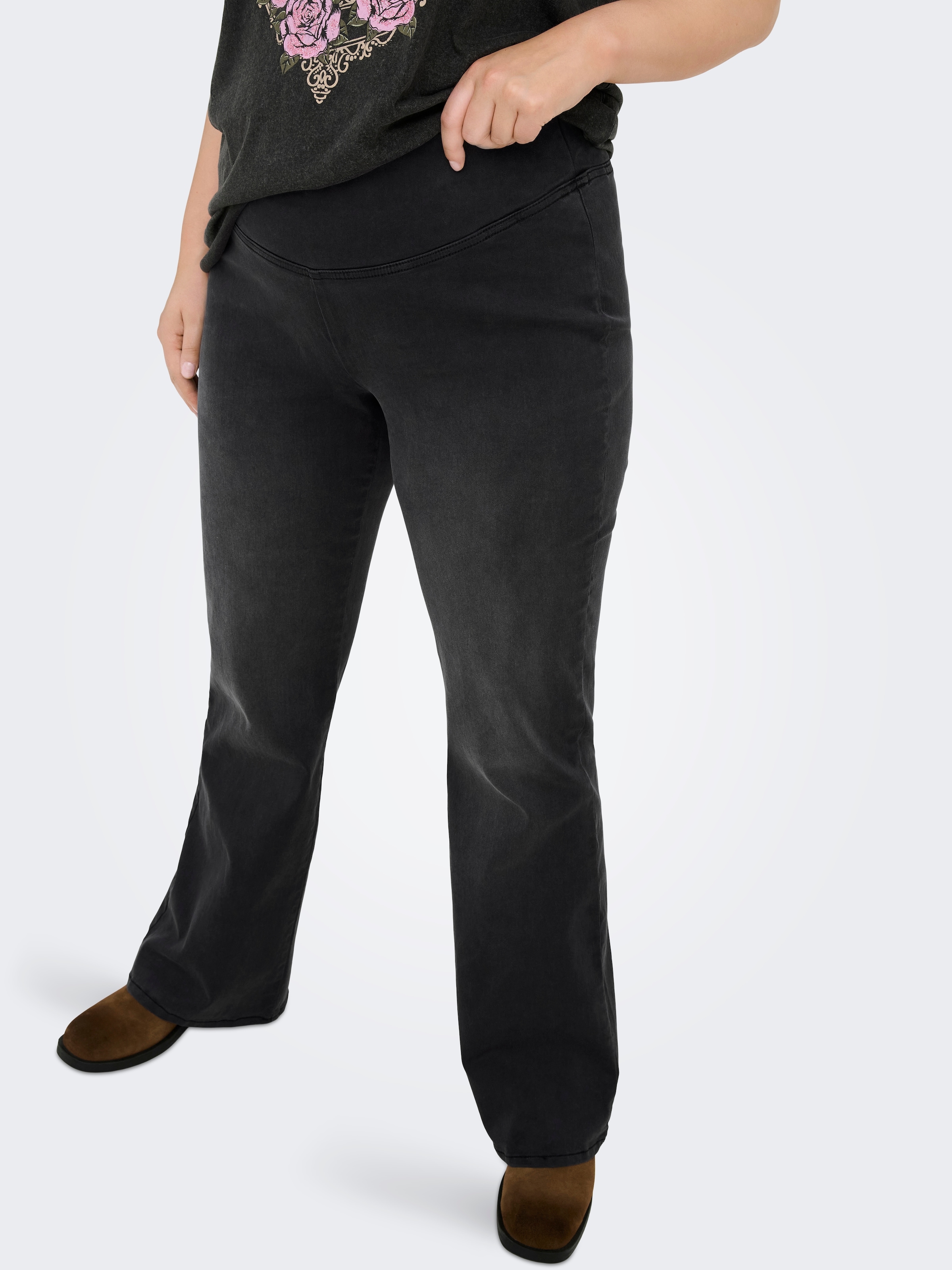 ONLY CARMAKOMA Jeansleggings »CARROYAL MID WAIST FLARED LEGGING«