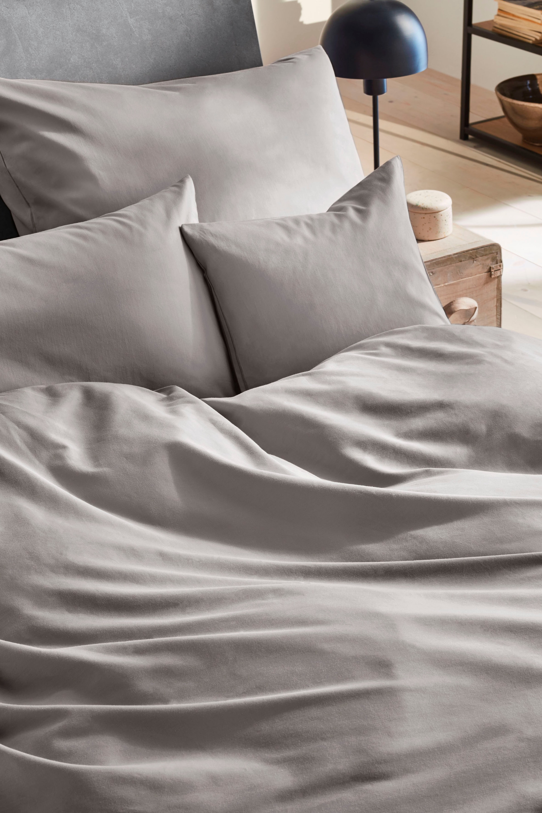Primera Bettwäsche »Uni Luxus-Satin in Gr. 135x200, 155x220 oder 200x200 cm«, Bettwäsche aus Baumwolle, unifarbene Bettwäsche mit Reissverschluss