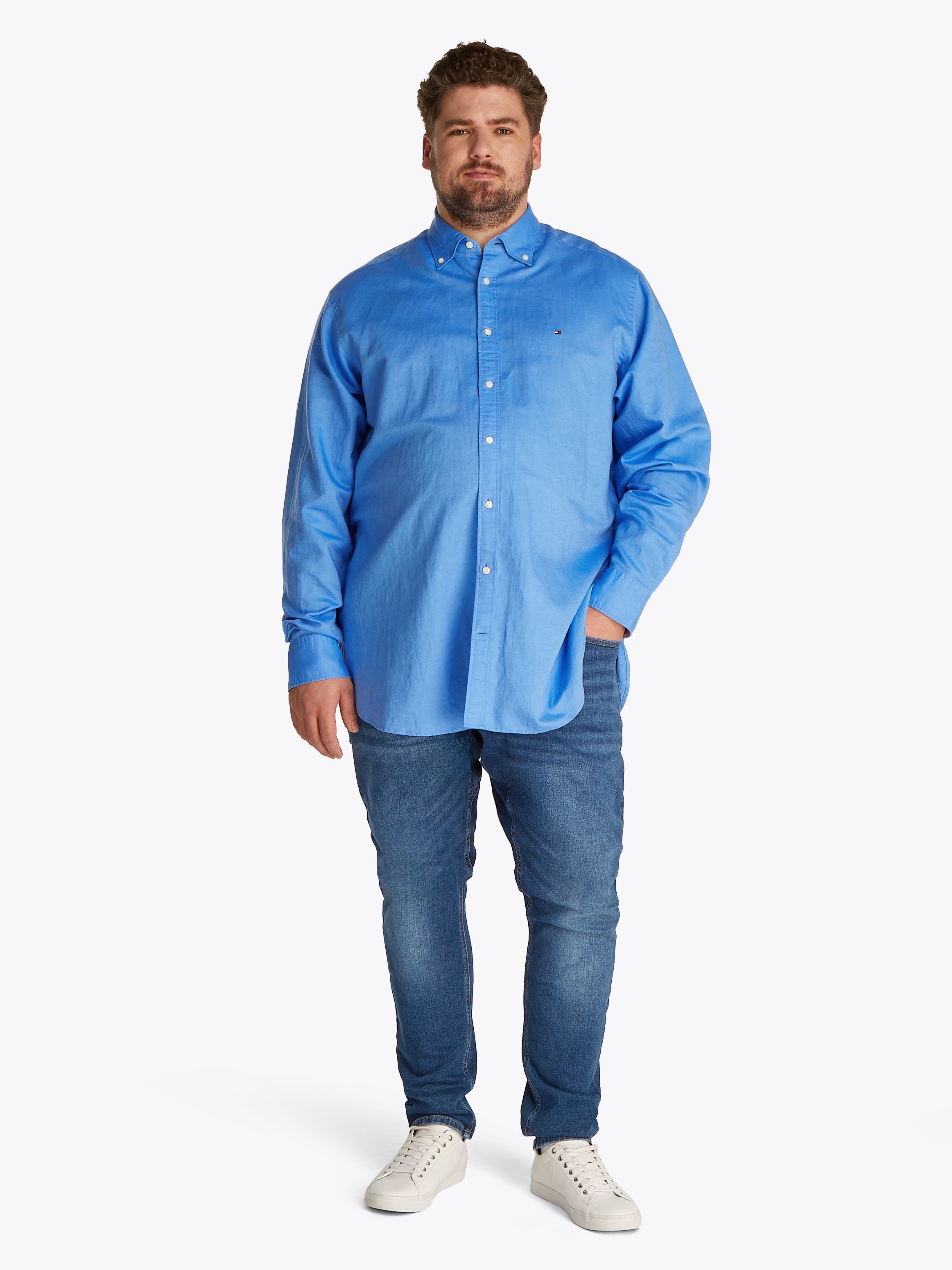 Tommy Hilfiger Big & Tall Langarmhemd »BT-LINEN BLEND SOLID«, Grosse Grössen