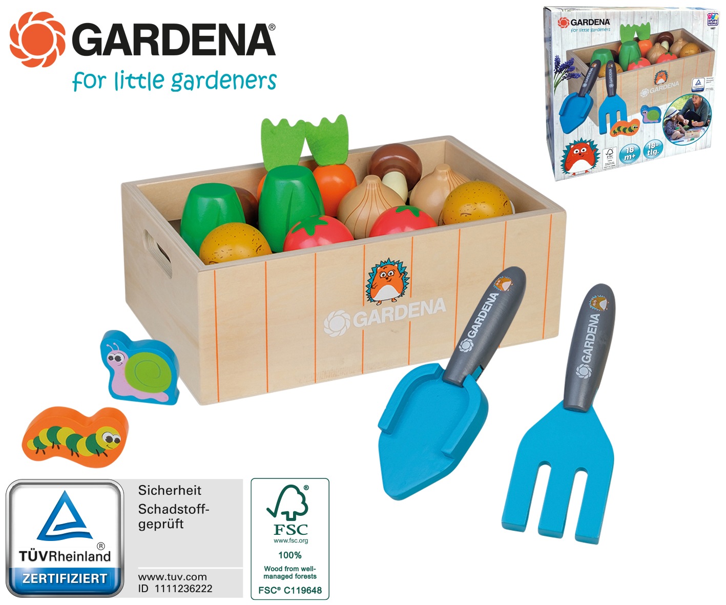 Happy People Steckspielzeug »GARDENA Holz-Gemüse-Steckbeet«