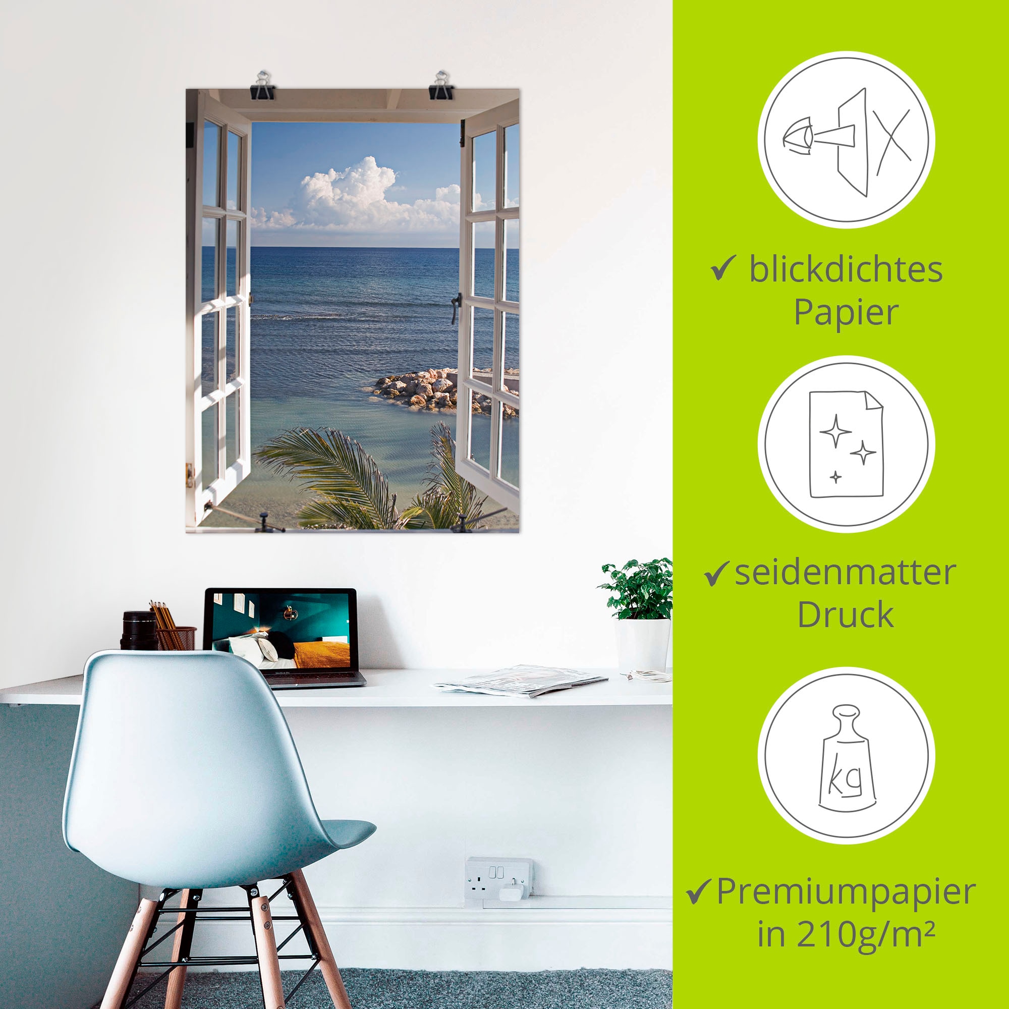 Artland Wandbild »Fenster zum Paradies« Fensterblick 1 Stk. tlg. als Alubild, Leinwandbild, Poster in verschied. Grössen