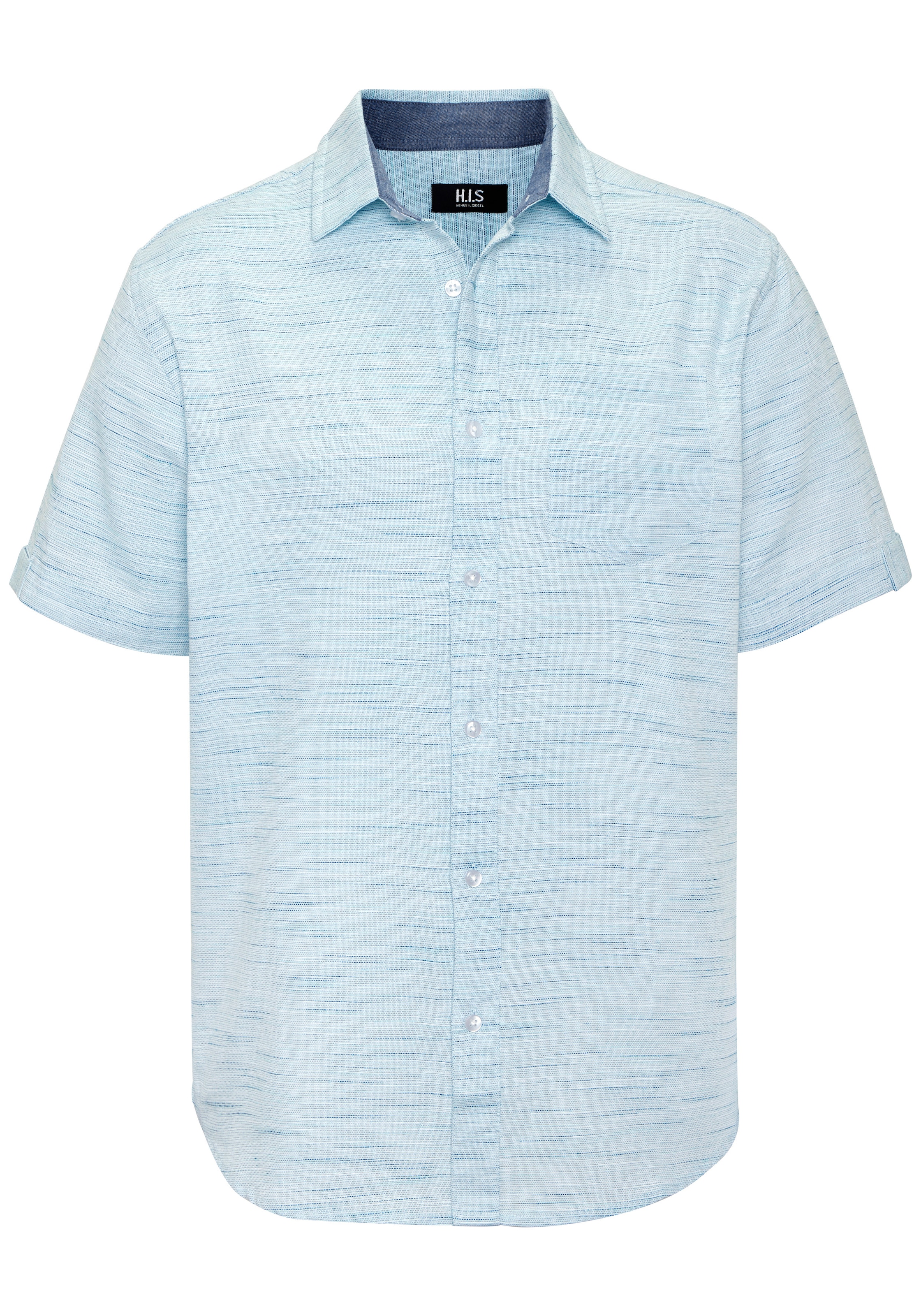 H.I.S Chemise à manches courtes », sommerliches Strukturhemd« avec détail bouton décoratif à la finition des manches