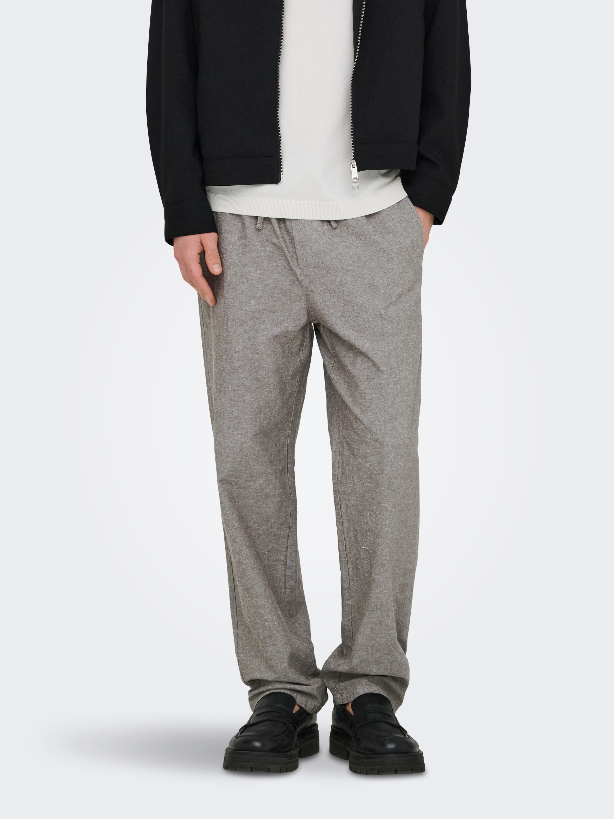 Image of ONLY & SONS Schlupfhose "ONSSINUS LOOSE 0007 COT LIN PANT NOOS" Baumwolle mit Leinen, locker geschnitten