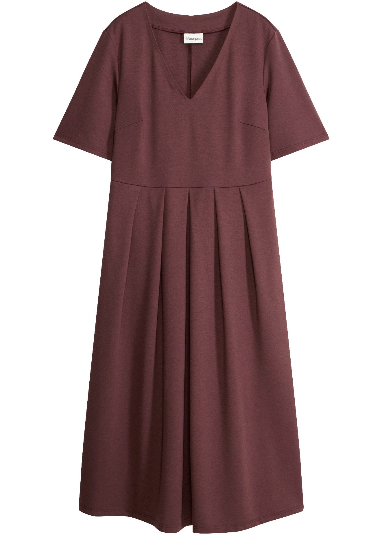 bonprix Robe t-shirt avec col en V, manches courtes, coupe ample